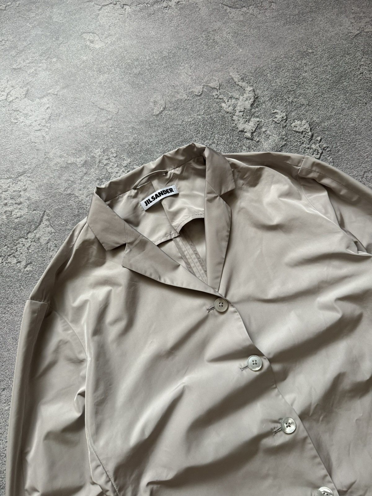 Designer × Jil Sander × Vintage Jil sander 42 nylon beige blazer jacket crop coat button up Size M / US 6-8 / IT 42-44 - 2 Thumbnail