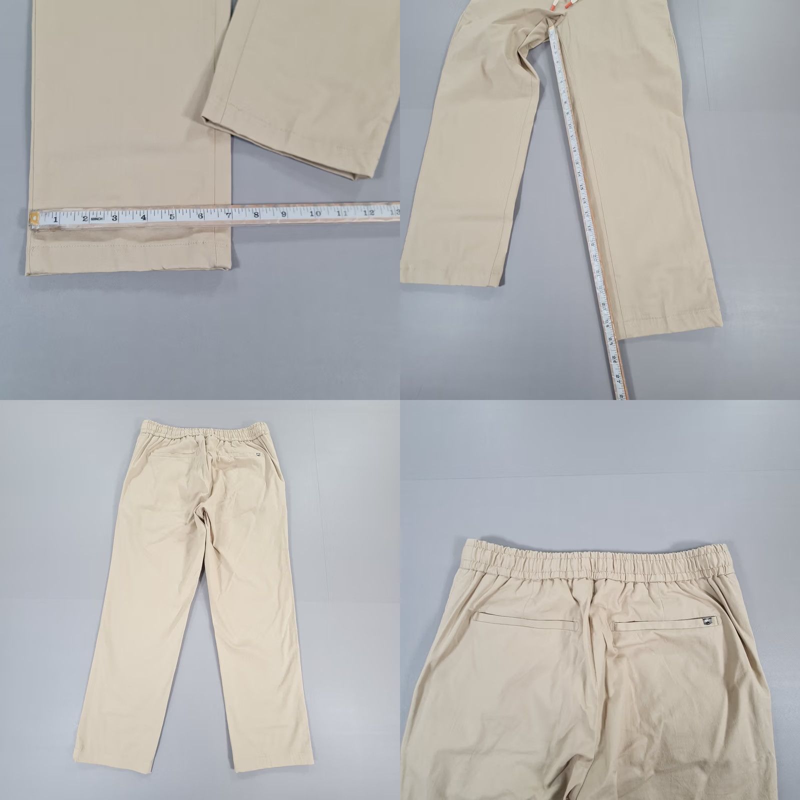 Vintage Spoke Mens Chino Trousers Beige W31 L25 Stretch Cotton Elastic Waist Flat Front Slim Regular Size US 31 - 8 Thumbnail