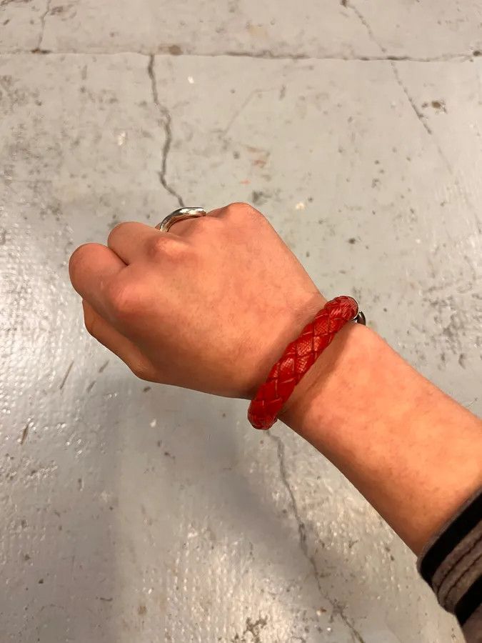 Prada 2000s Prada Red Woven Leather Bracelet Size ONE SIZE - 1 Thumbnail