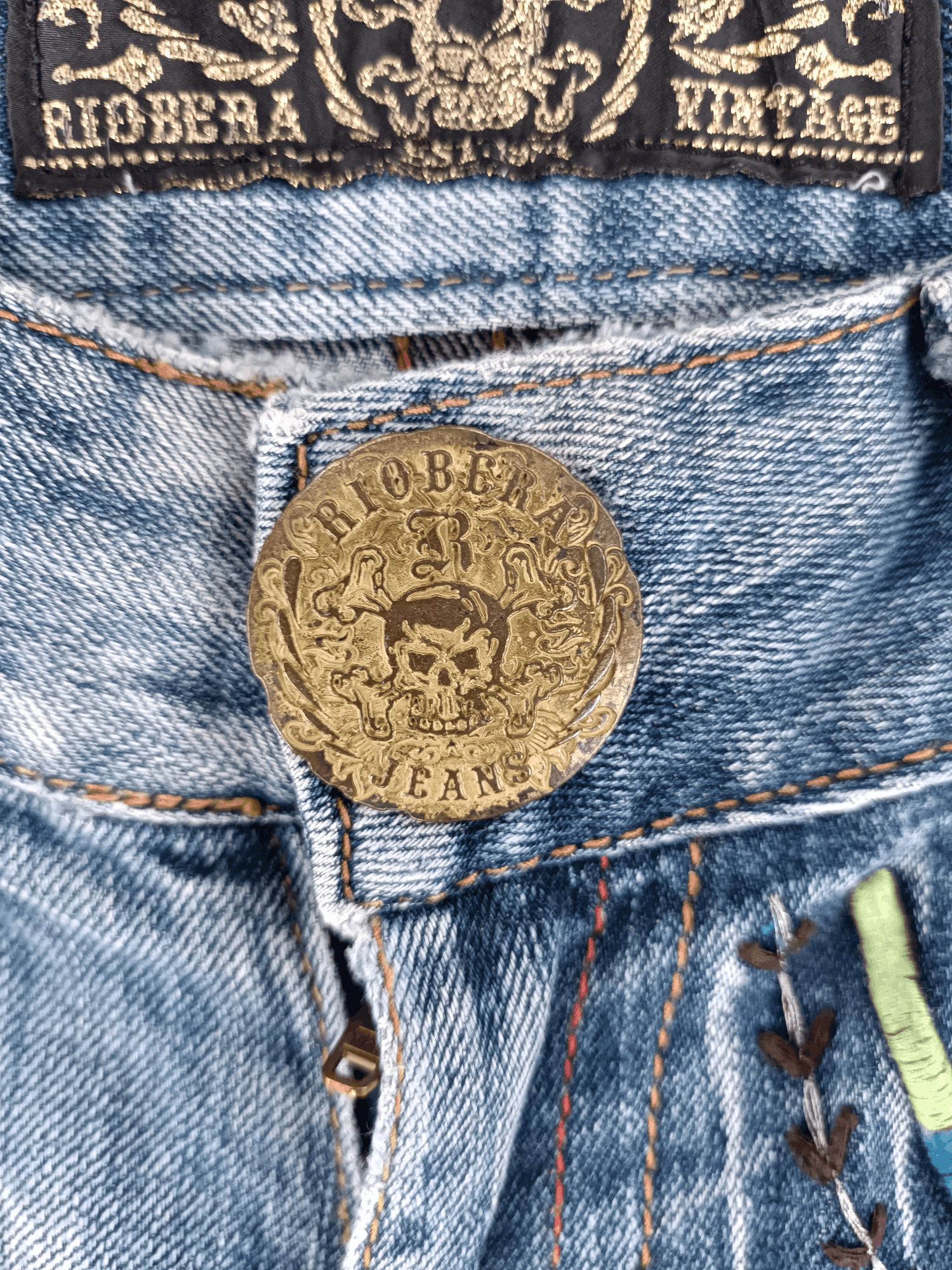 Other 🇯🇵 RIOBERIO SUPER FLARED EMBROIDERED DENIM PANTS Size US 30 / EU 46 - 16 Thumbnail