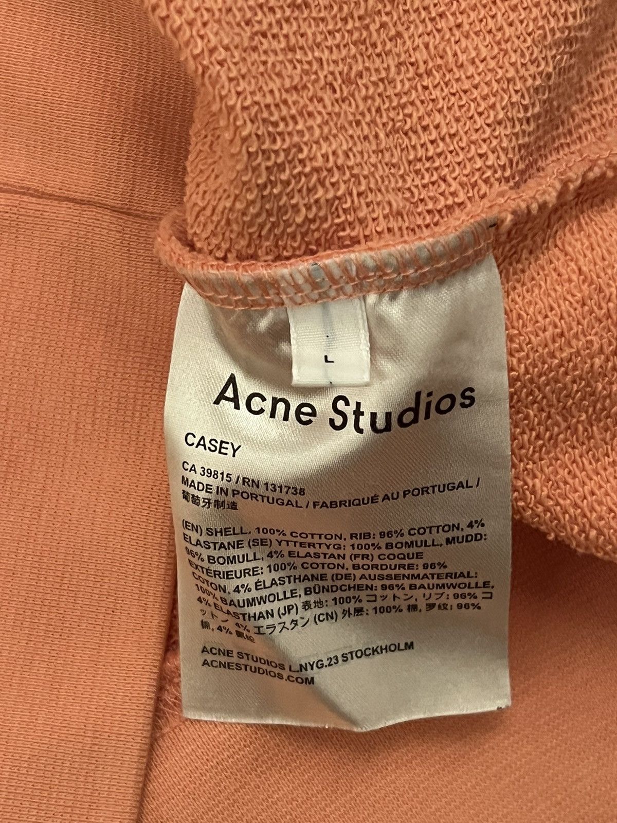 Acne Studios L Casey Salmon Peach Classic Crewneck Sweat-shirt Size US L / EU 52-54 / 3 - 4 Thumbnail