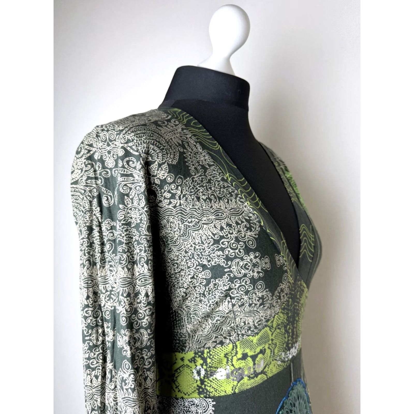 Desigual Desigual Dress TibEt Green Women L A-Line Knee Length XS?? Size L / US 10 / IT 46 - 4 Thumbnail