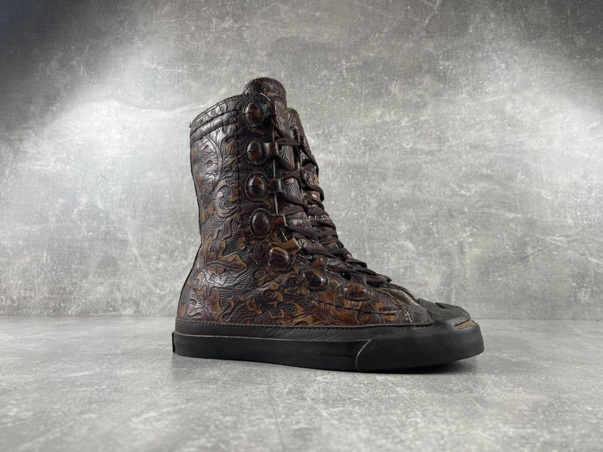 Converse Converse Jack Purcell Vintage Embosed Leather High Top Shoes Size US 6.5 / IT 36.5 - 2 Thumbnail