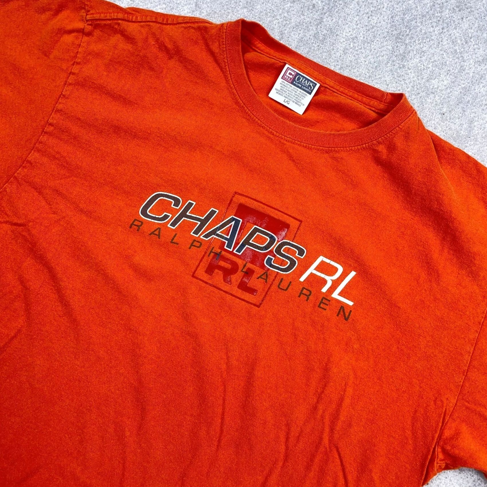 Chaps VINTAGE Chaps Shirt Mens L Orange Ralph Lauren Men Tee Spell Out Logo 90s Y2K Size US L / EU 52-54 / 3 - 2 Thumbnail