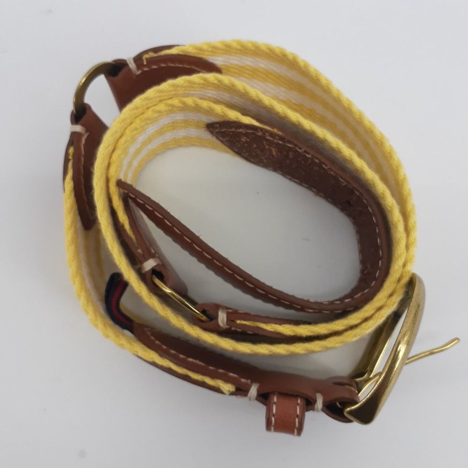 Tommy Hilfiger Tommy Hilfiger Striped Hub Yellow White Brown Leather Cotton Size ONE SIZE - 3 Thumbnail