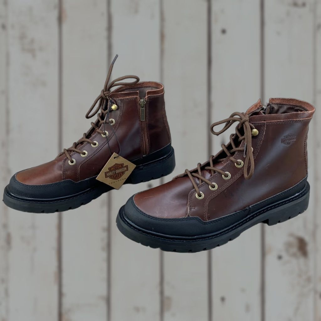 Harley-Davidson Boots Mens 12 M Dalton 5.5 Inch Zip Brown D93807 Motorcycle Theme Leather Upper Zip Closure Boots Mens Brown 45 US 12 UK 11