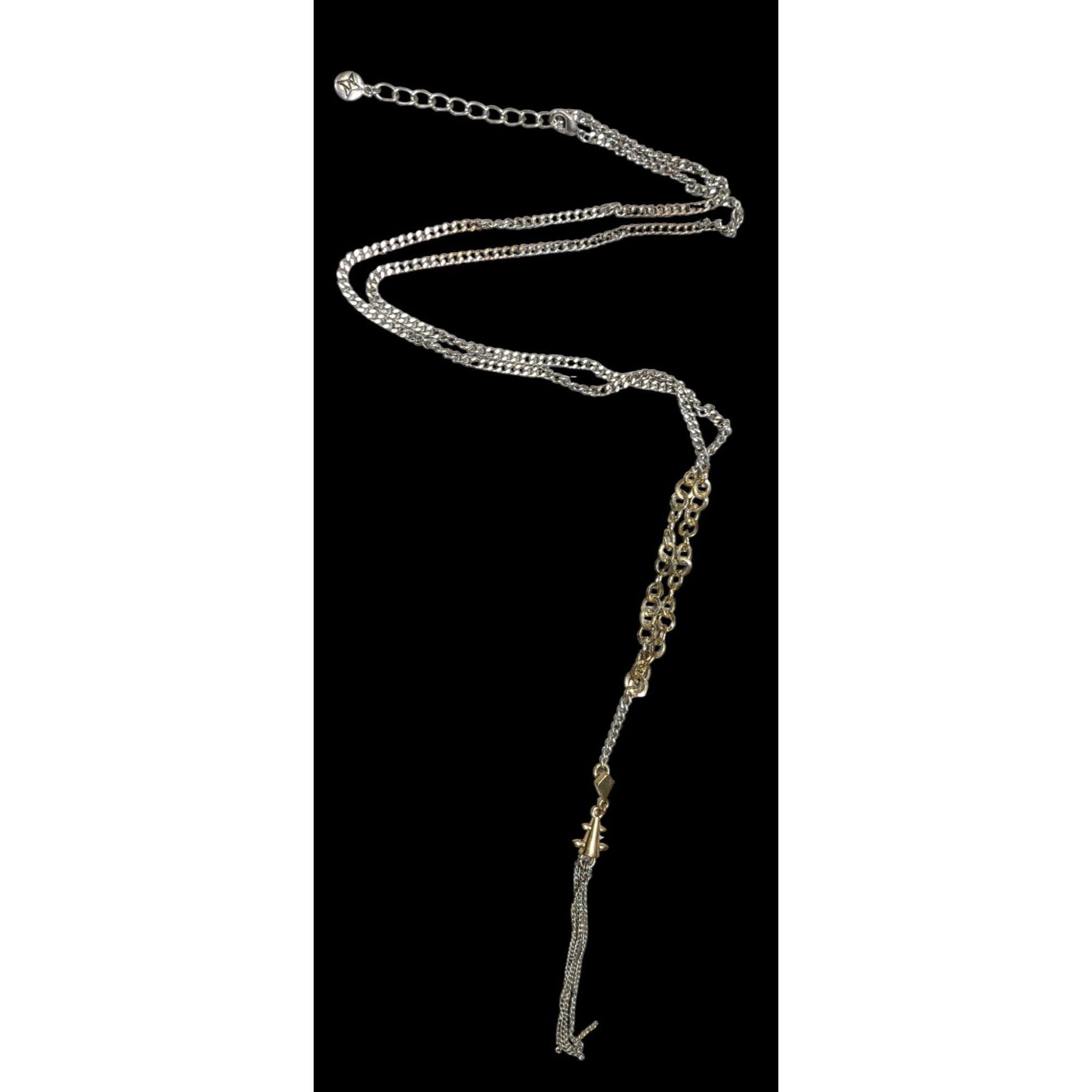 Bcbgmaxazria BCBGMAXAZRIA Metallic Punk Abstract Chain Tassel Necklace Size ONE SIZE - 1 Thumbnail