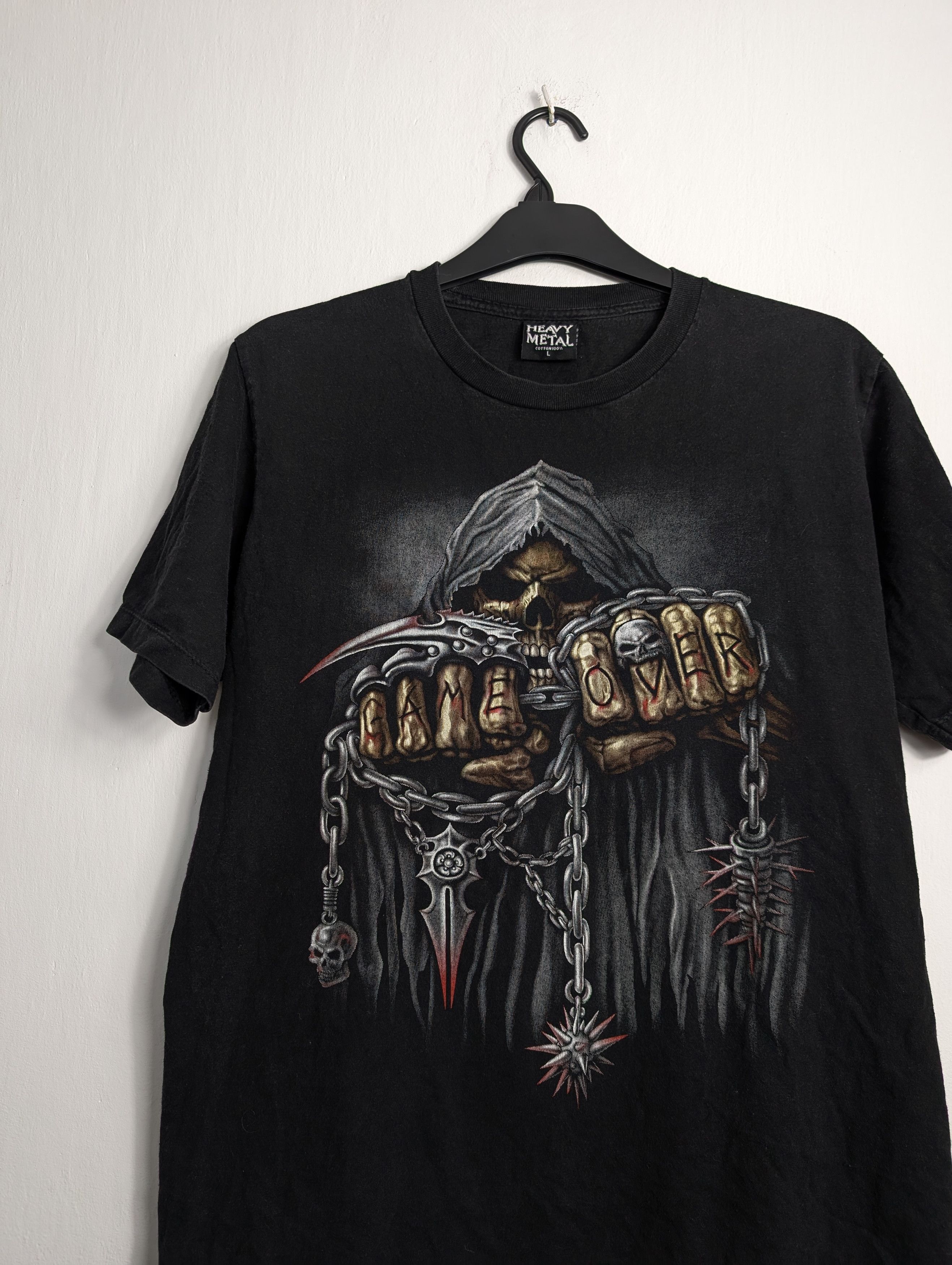 Band Tees × Vintage Y2K Heavy Metal Skull T-Shirt Reaper Gothic Biker Alt Size US L / EU 52-54 / 3 - 2 Thumbnail