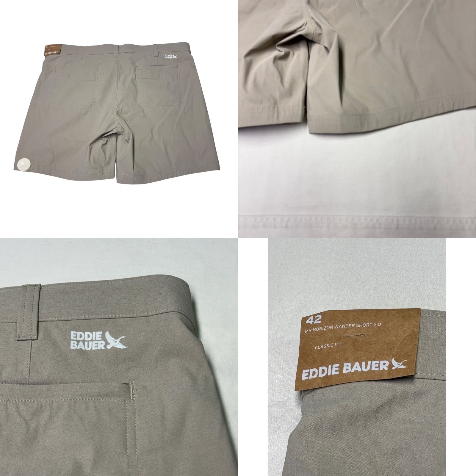 Eddie Bauer VINTAGE? No — Eddie Bauer Horizon Wander Shorts 2.0 Light Khaki 42x8 Nylon Spandex Water Resistant Quick Dry Chino Casual Travel Mens 42 Beige Size US 42 / EU 58 - 8 Thumbnail