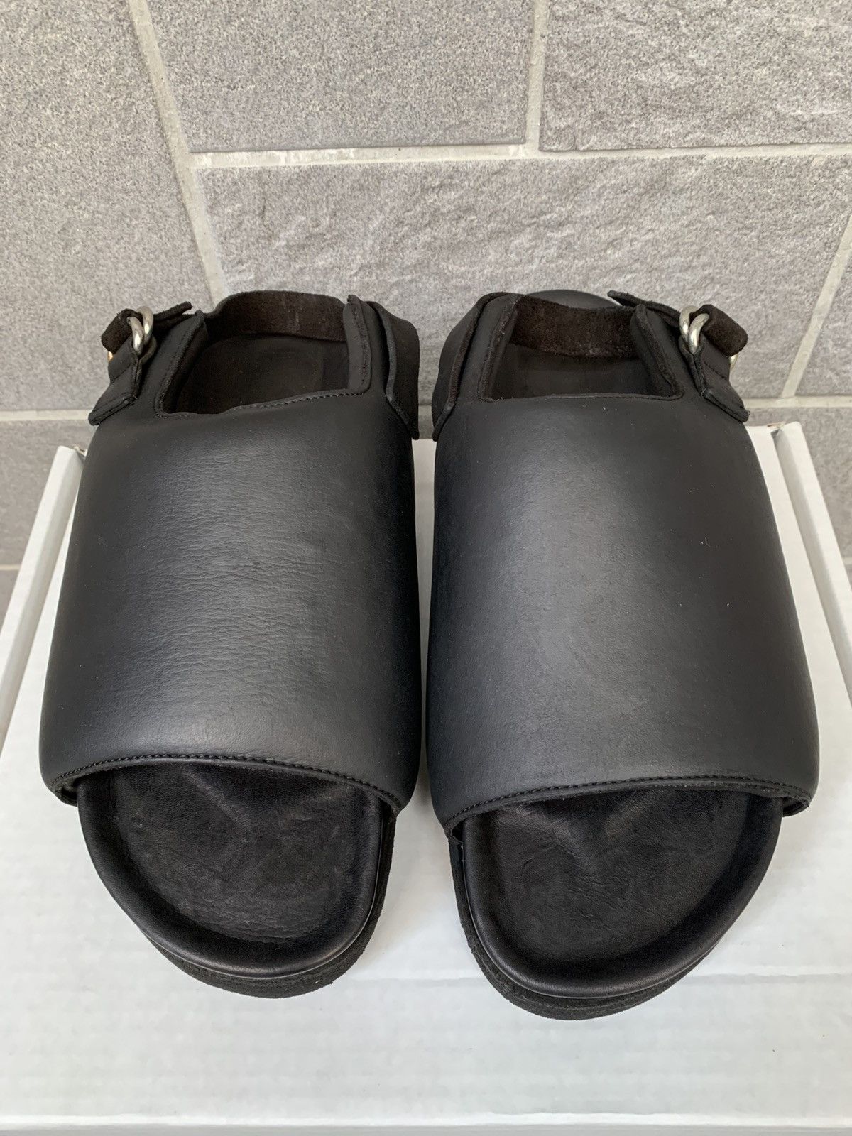 Guidi BRK04 BLACK WIDE BAND FLAT SANDALS Size US 11 / EU 44 - 1 Thumbnail