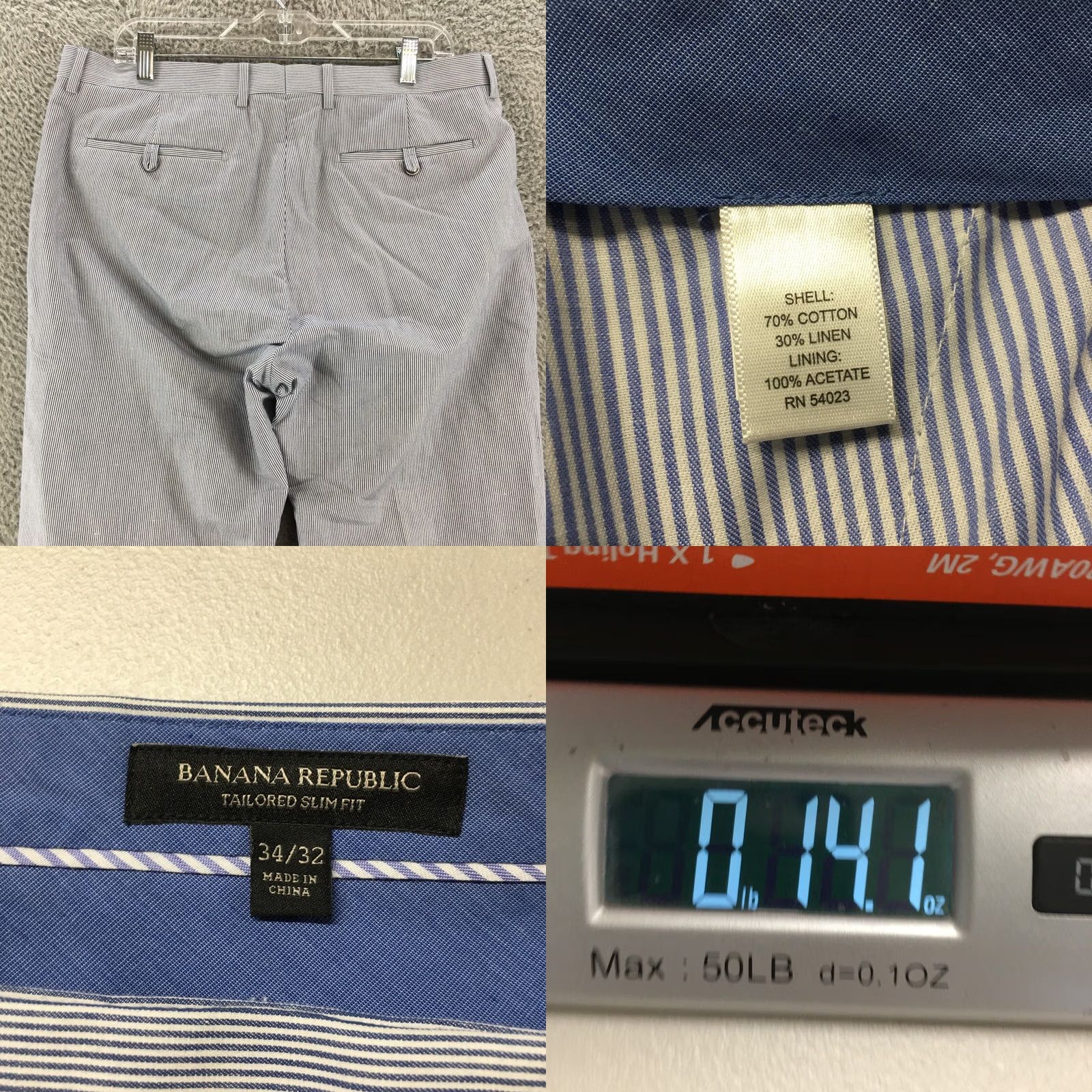 Banana Republic Banana Republic Dress Pants Slim Knit Trousers Womens 34/32 Blue Striped Straight Front Pockets Classic Casual Knit? Size 24" / US 00 / IT 34 - 9 Thumbnail