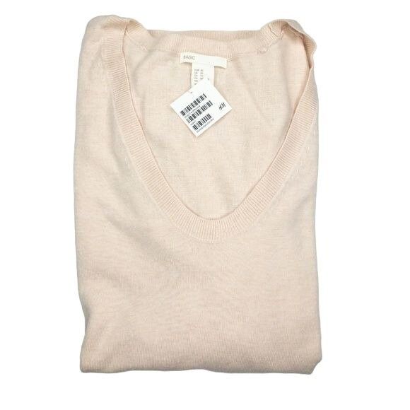 H&M H&M Womens V-Neck Long Sleeve Light Pink Sweater Size XS / US 0-2 / IT 36-38 - 3 Thumbnail