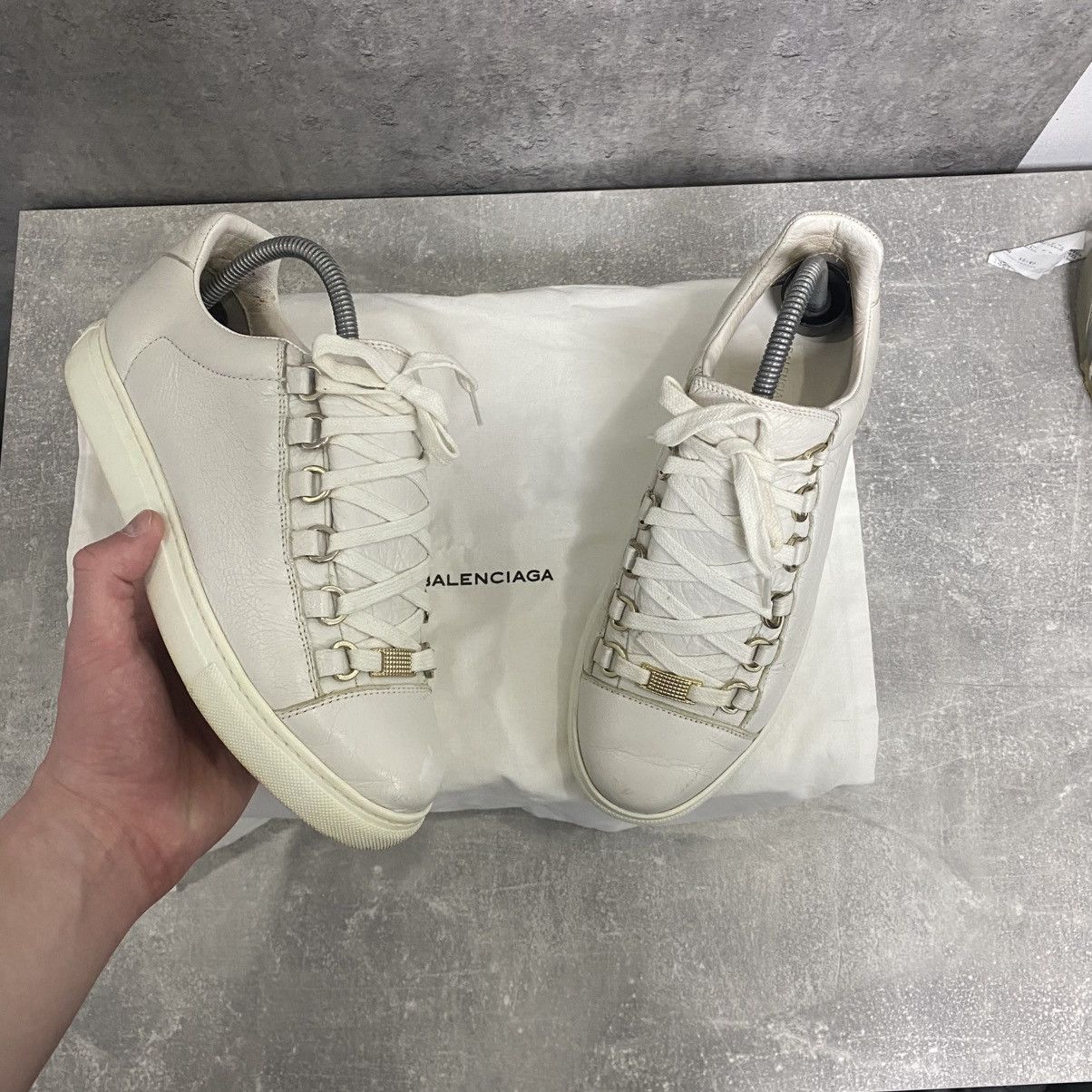 Balenciaga Balenciaga Arena Low Top White Leather Shoes With Box Luxury Size US 5.5 / EU 38 - 2 Thumbnail