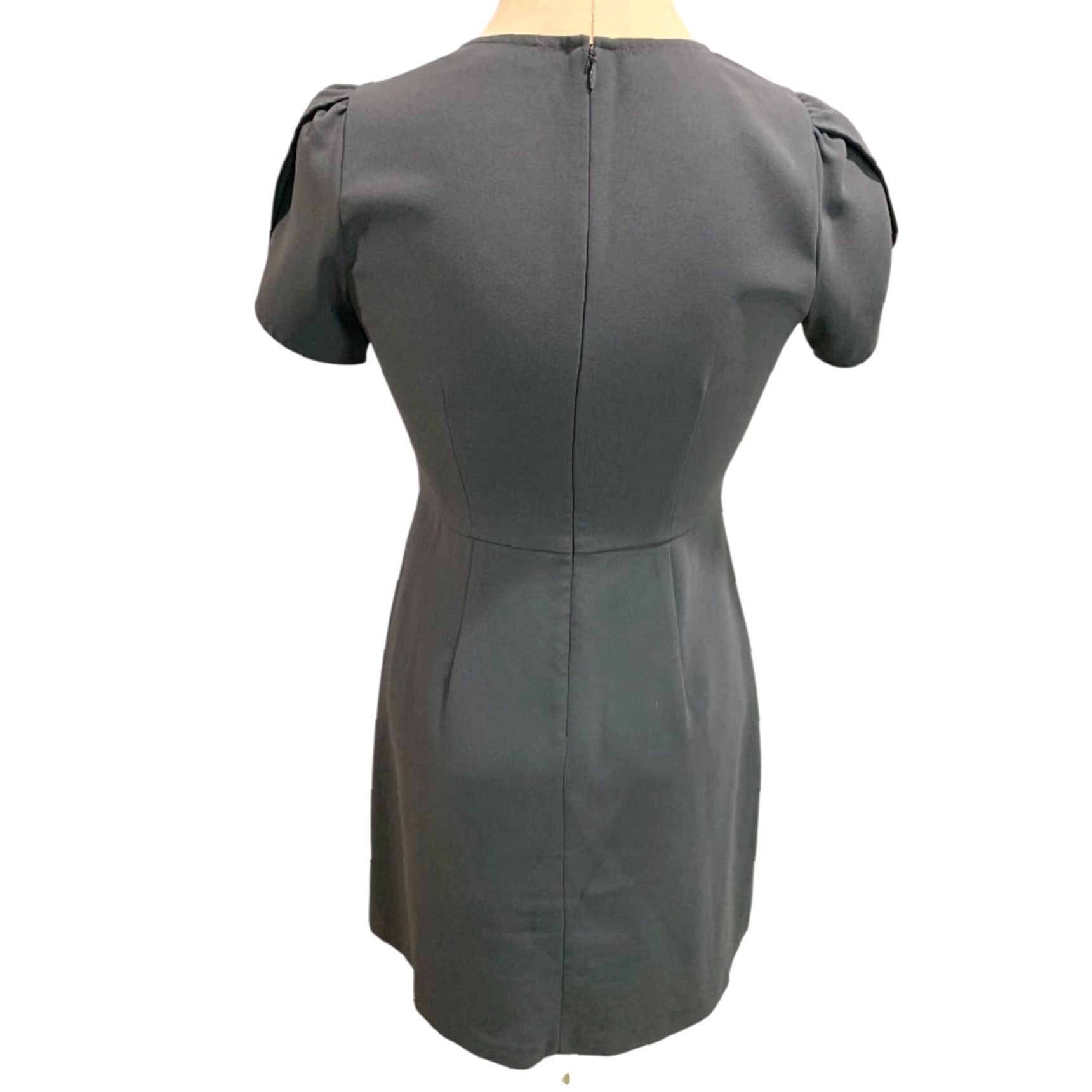 Loft LOFT Size 2P Petites Charcoal Gray A-Line Dress Button Embellished Shoulder Women Size XS / US 0-2 / IT 36-38 - 6 Thumbnail