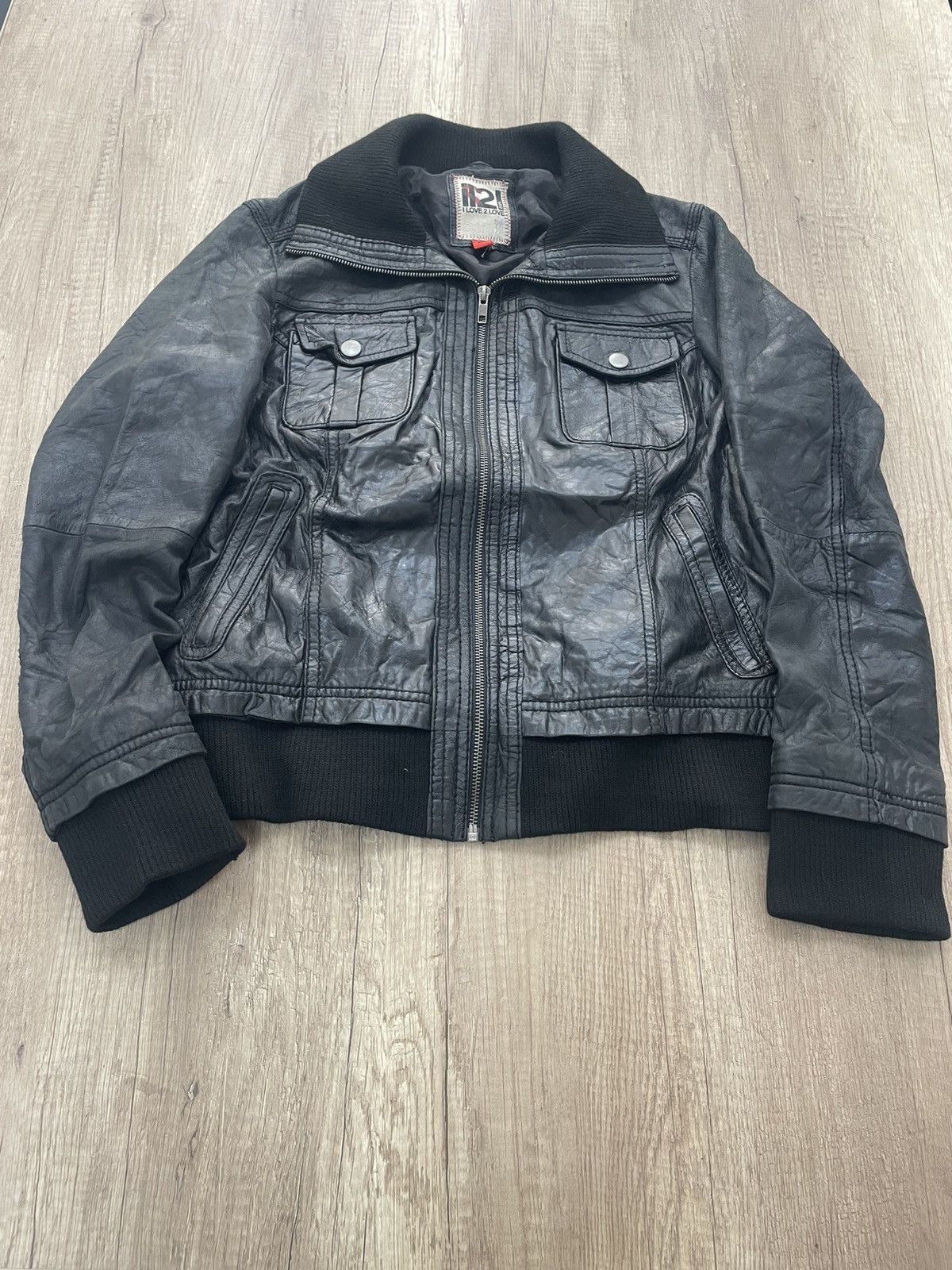 14th Addiction Rare leather bomber jacket 14th addiction style multipocket Size US M / EU 48-50 / 2 - 1 Thumbnail
