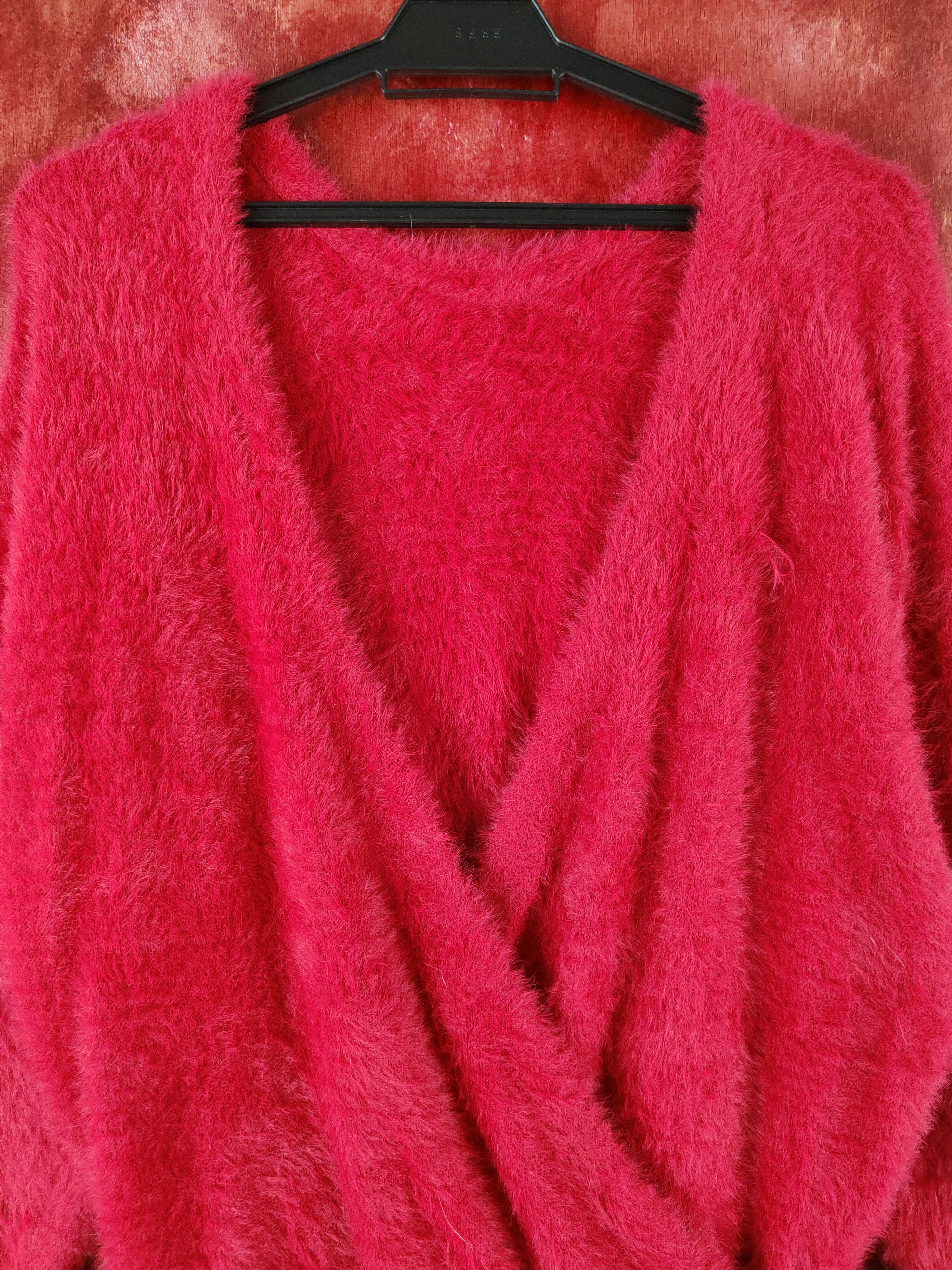 Homespun Knitwear K Red Shag Shaggy Fur Mohair Knitwear #S2192 Size M / US 6-8 / IT 42-44 - 2 Thumbnail