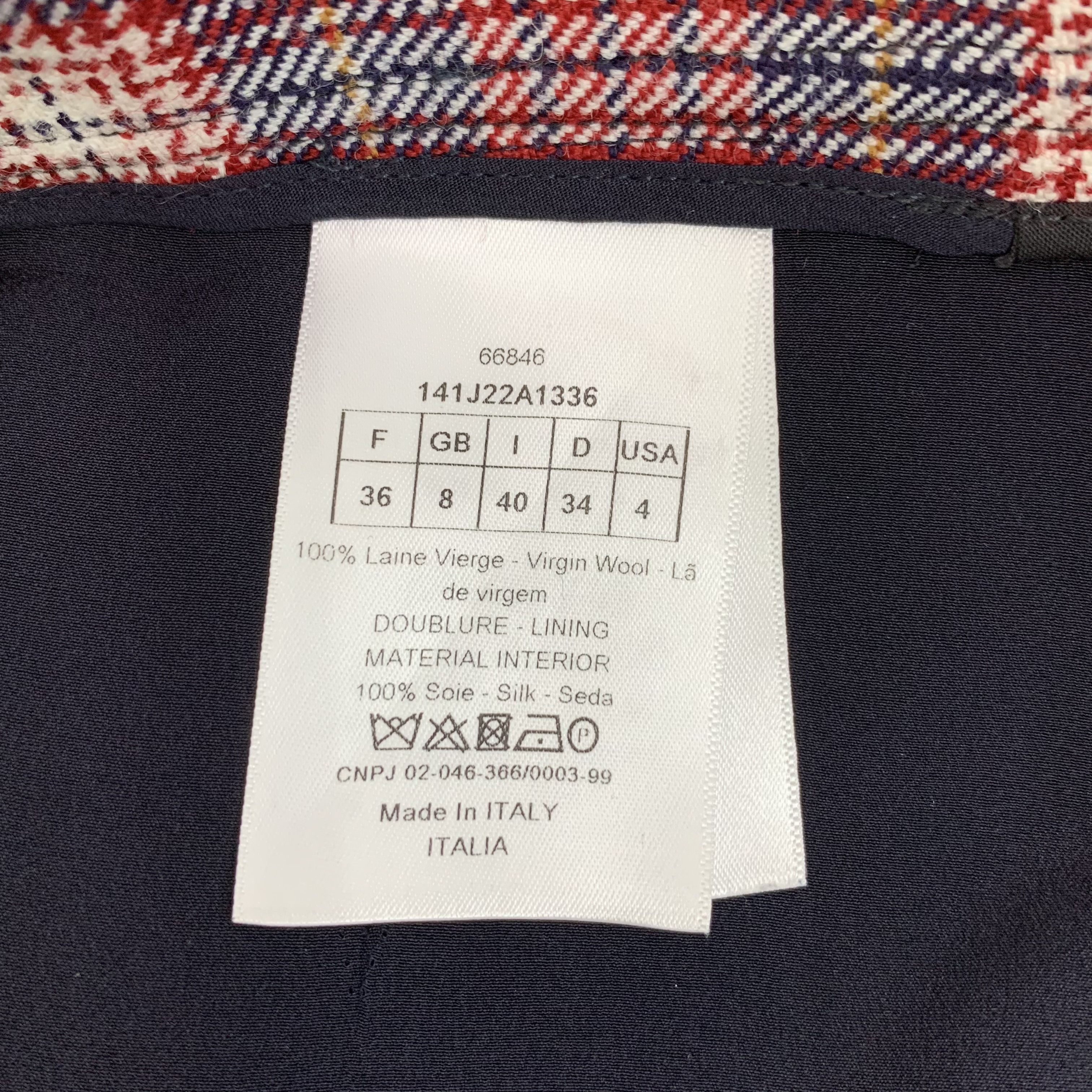 Dior Christian Dior Burgundy Wool Check Skirt (Size 36 / XS) Size 25" / US 0 / IT 36 - 4 Thumbnail