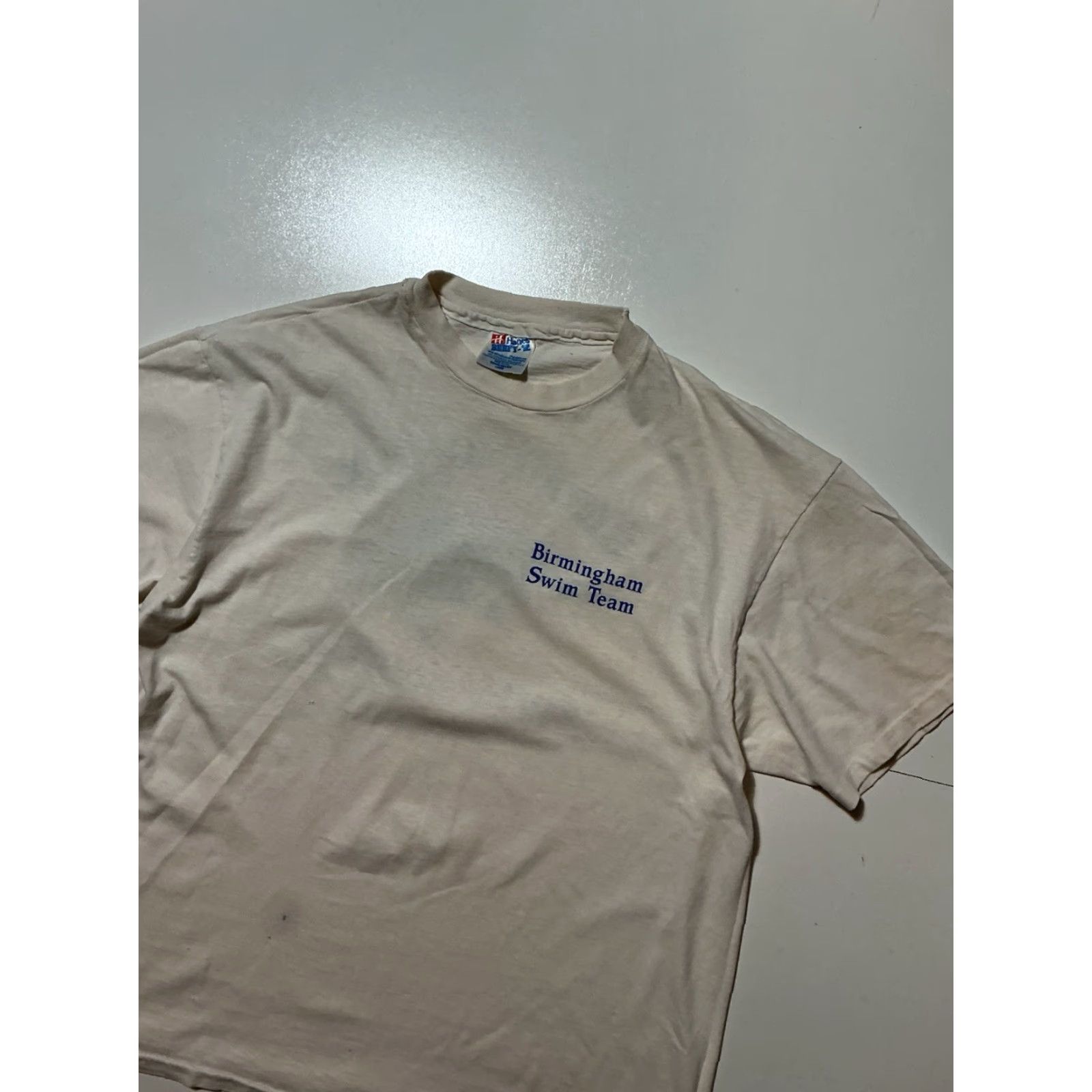 Hanes VINTAGE Hanes Beefy-T T-Shirt Birmingham Swim & Dive Shark Graphic Single Stitch Shirt Men Large White Shark Graphic Mens Size US L / EU 52-54 / 3 - 4 Thumbnail