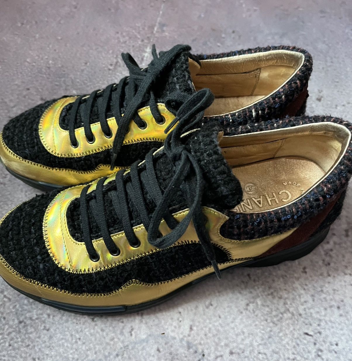 Chanel Chanel Multicolor Tweed,Leather and Suede Sneakers Size US 7.5 / IT 37.5 - 4 Thumbnail
