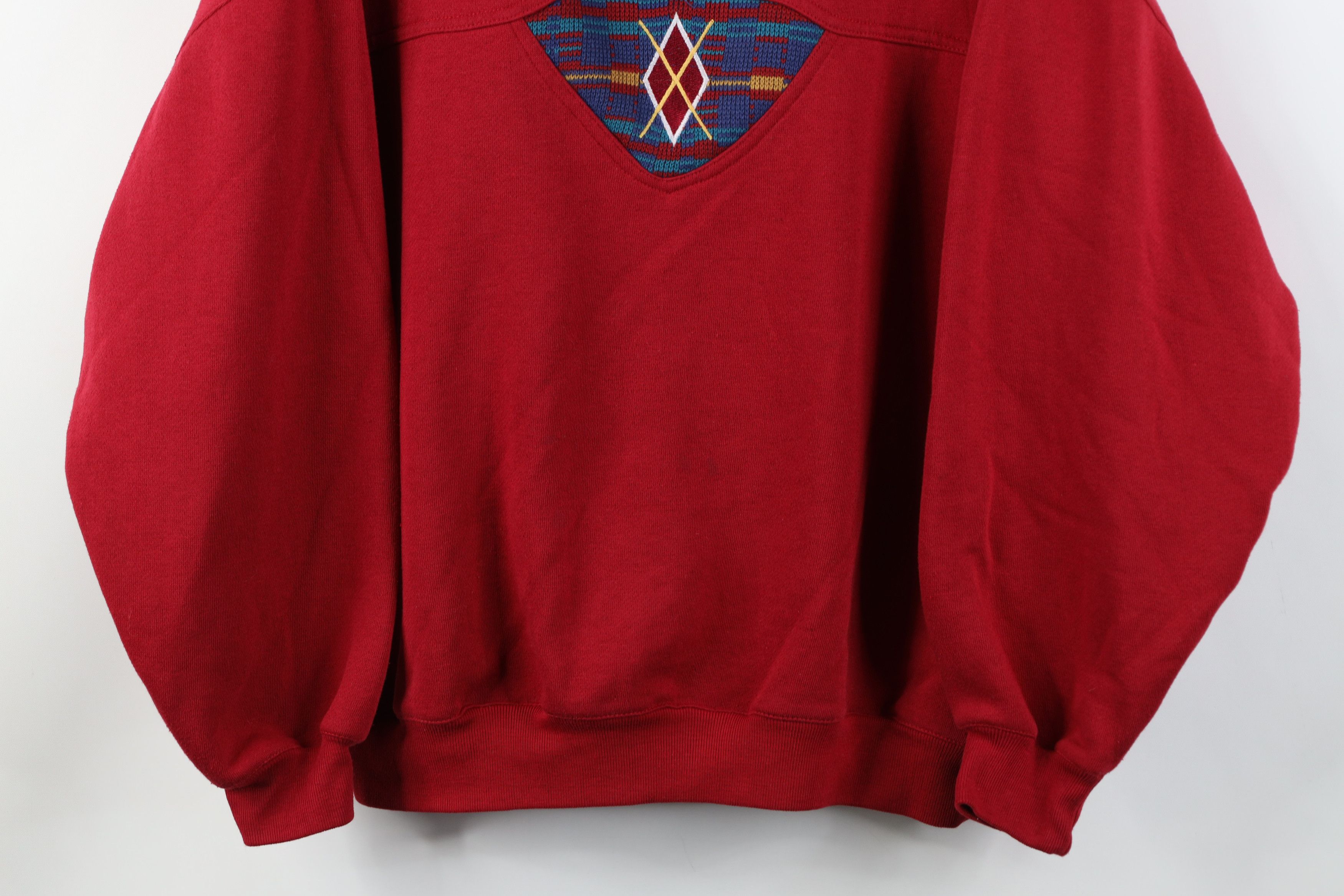 Vintage Vintage 90s Streetwear Argyle Mock Neck Sweatshirt Red Size M / US 6-8 / IT 42-44 - 3 Thumbnail