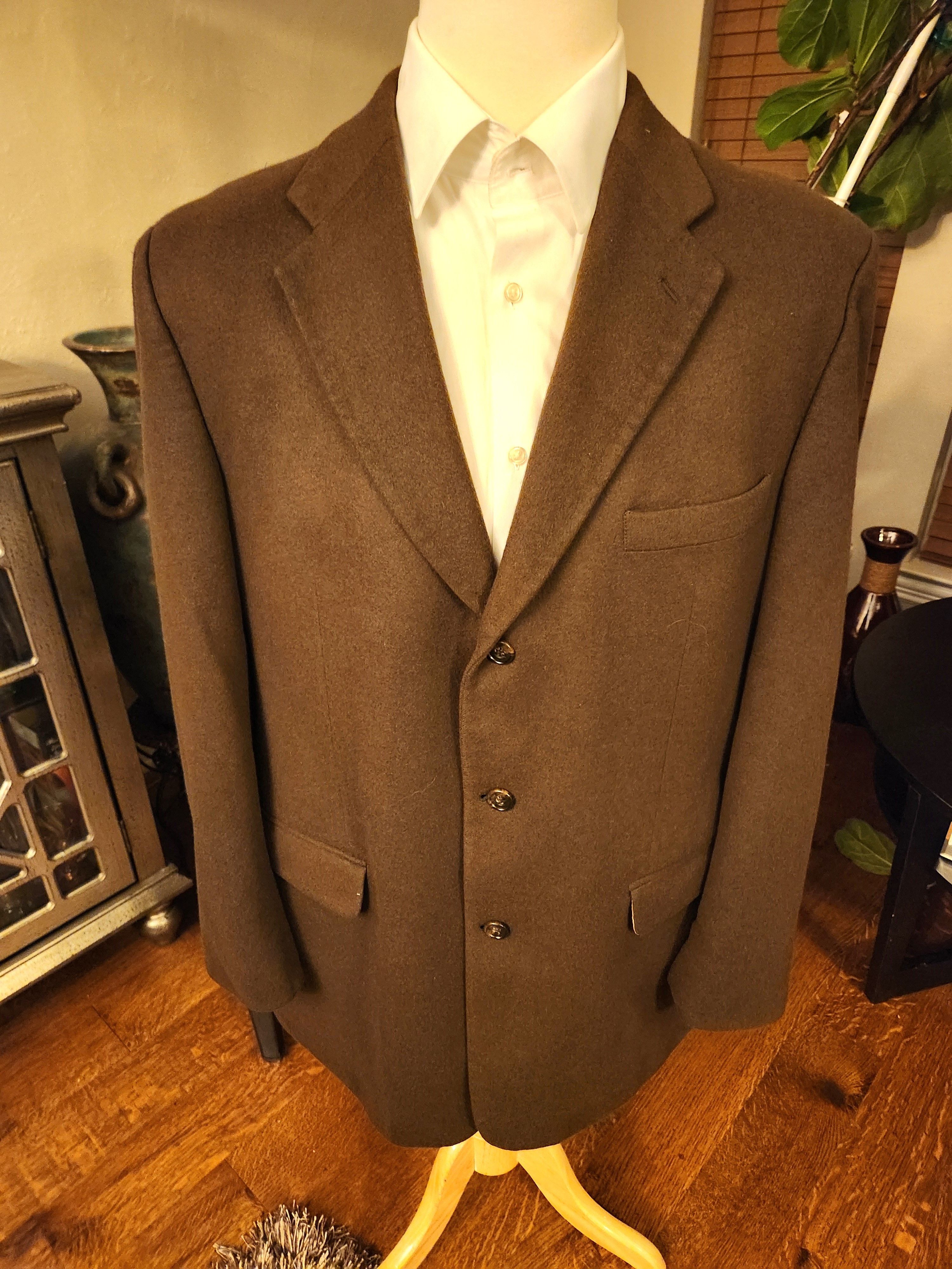 Joseph & Lyman Vintage 100% Cashmere Brown Blazer Size 44L - 1 Thumbnail
