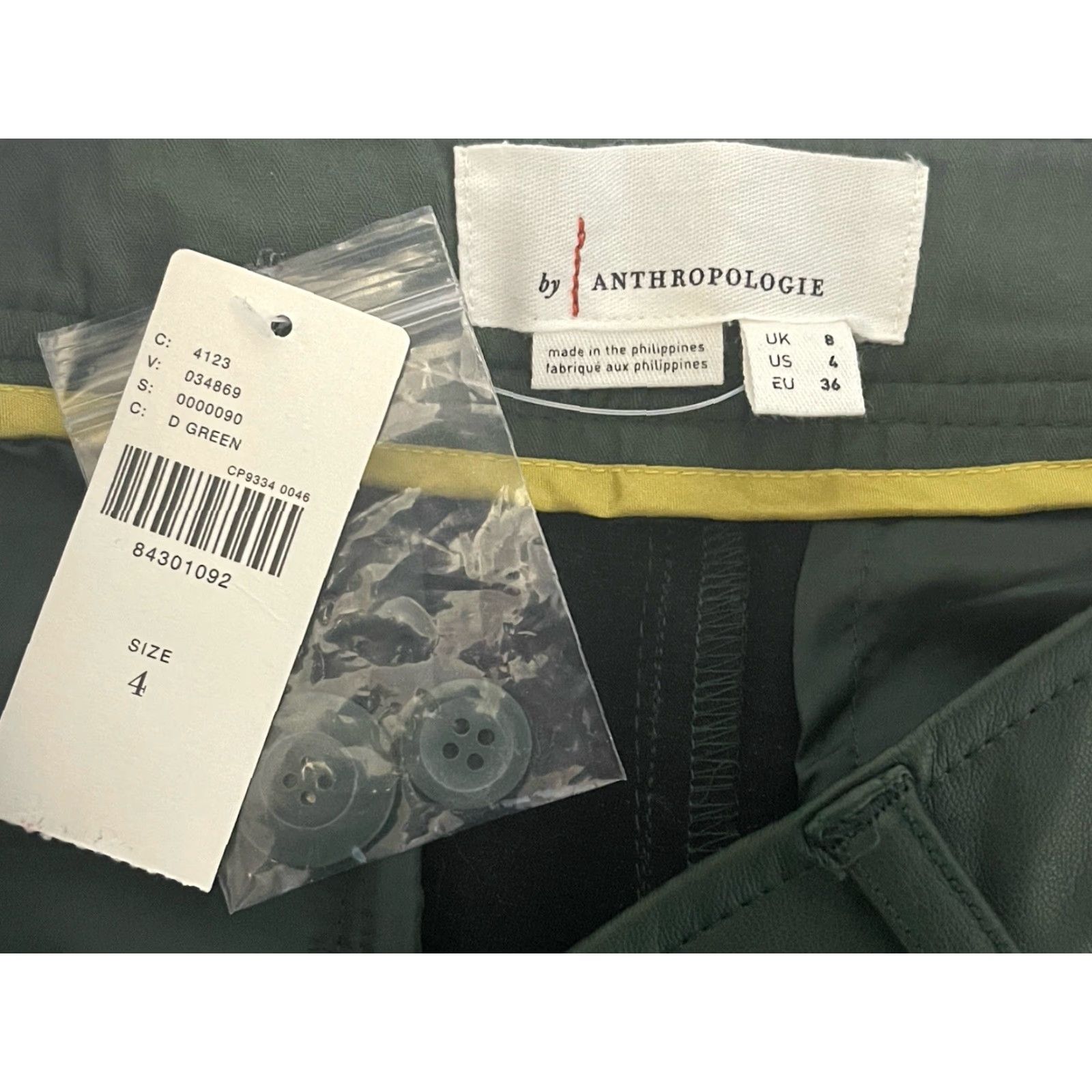 Anthropologie Anthropologie Faux Leather Culottes Pants Women Green Size 4 Regular Inseam 21" Waist 28" Flat Front Pockets Zip NWT Size 27" / US 4 / IT 40 - 7 Thumbnail