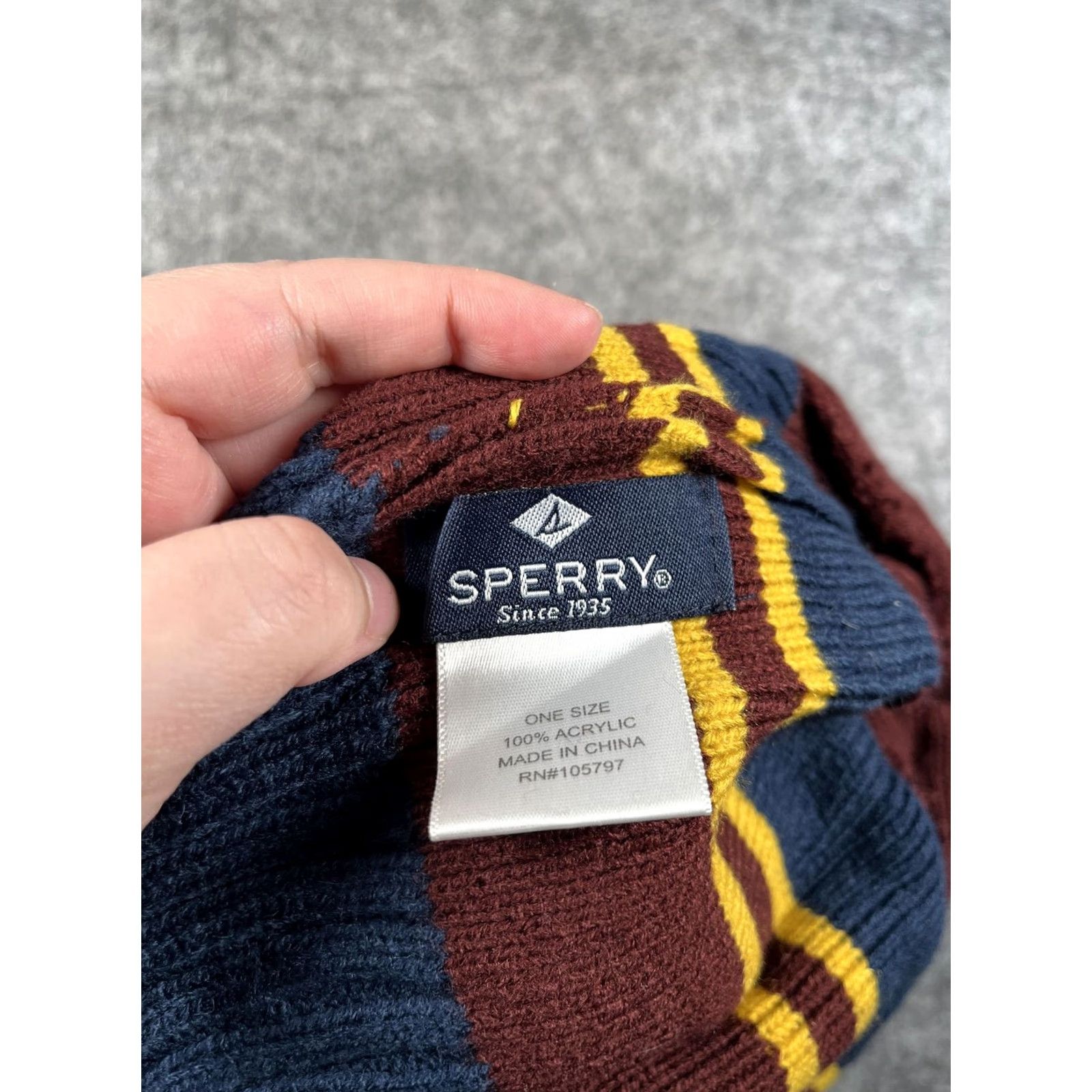Sperry Sperry Beanie Mens One Size Multicolor Striped Knit Nautical Winter Hat Size ONE SIZE - 7 Thumbnail