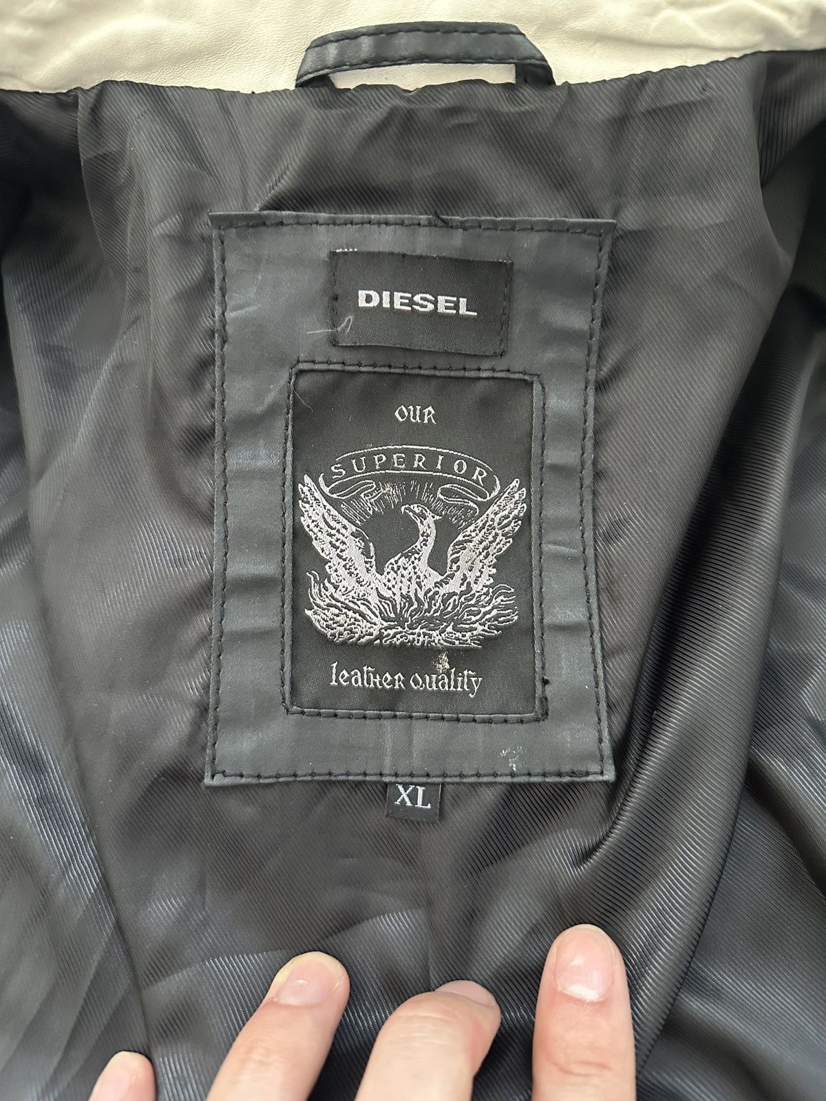 Designer × Diesel Diesel Waxed cotton and leather ramone biker jacket Y2K Size US XL / EU 56 / 4 - 14 Thumbnail