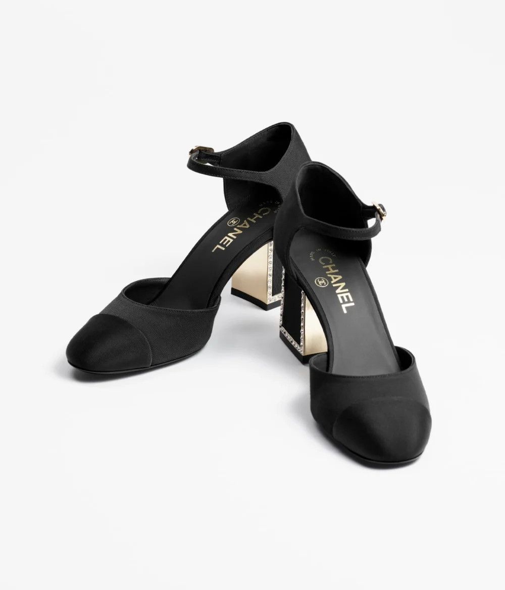 Chanel Chanel 24B Crystal Logo Gold Ankle Strap Block Heel Pump 40 Size US 10 / IT 40 - 7 Thumbnail