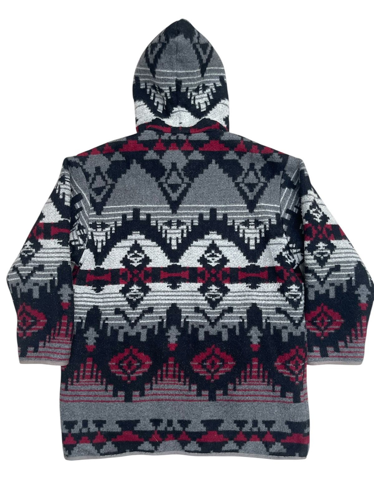 Handmade Vintage 90s MACEYE Wool Hood Tribal Pattern Jacket - Size L Size US L / EU 52-54 / 3 - 2 Thumbnail