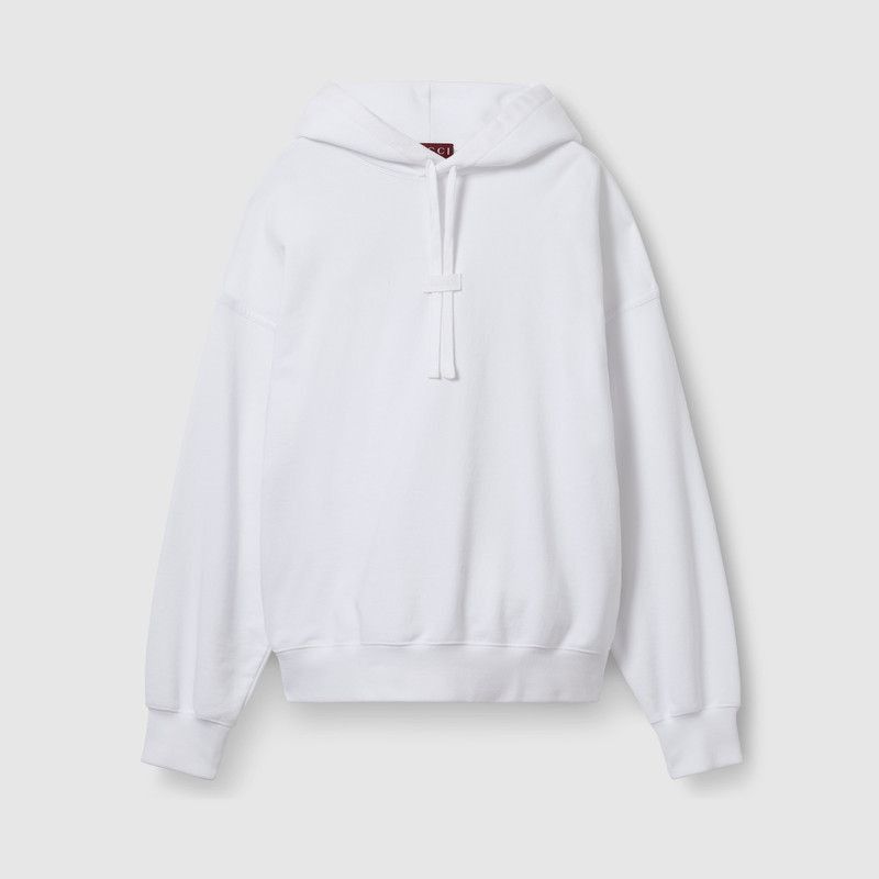 Gucci oc11z0226 Cotton Jersey Hooded Sweatshirt in White Size US L / EU 52-54 / 3 - 1 Thumbnail