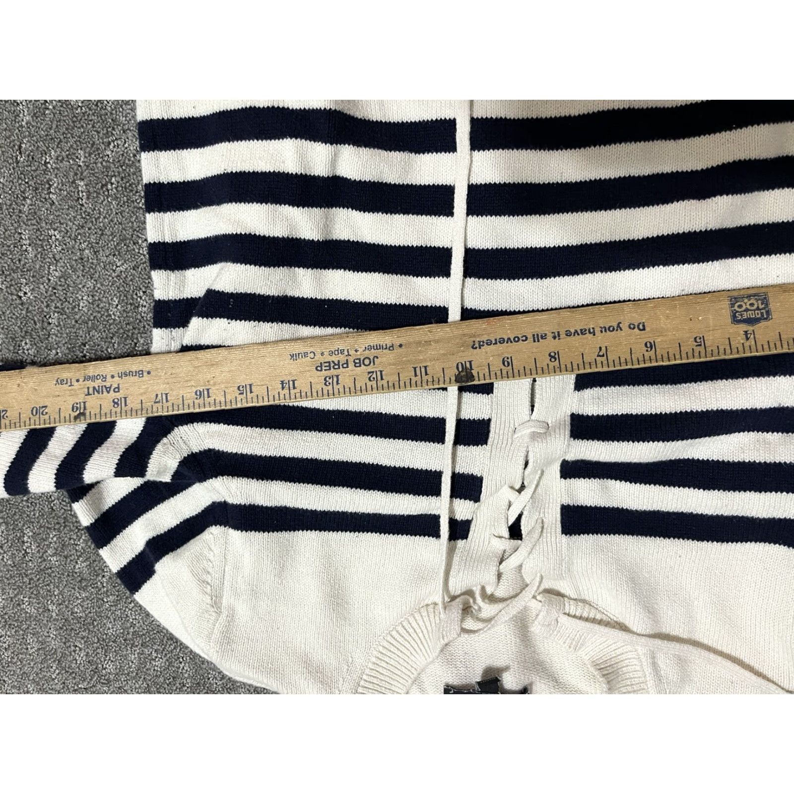 Banana Republic Banana Republic lace up tassel striped loose fit sweater Size S White Navy Size S / US 4 / IT 40 - 4 Thumbnail