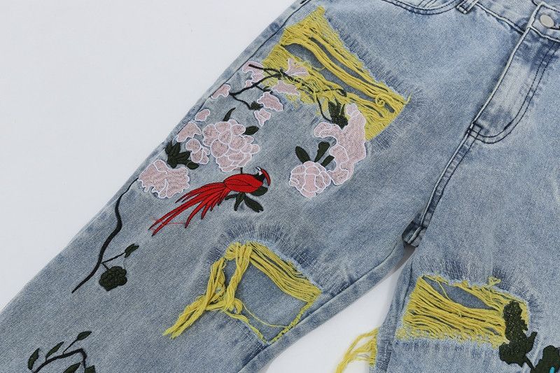 Japanese Brand × Jean Embroidered Patch Denim Ripped Jeans Size US 29 - 6 Thumbnail