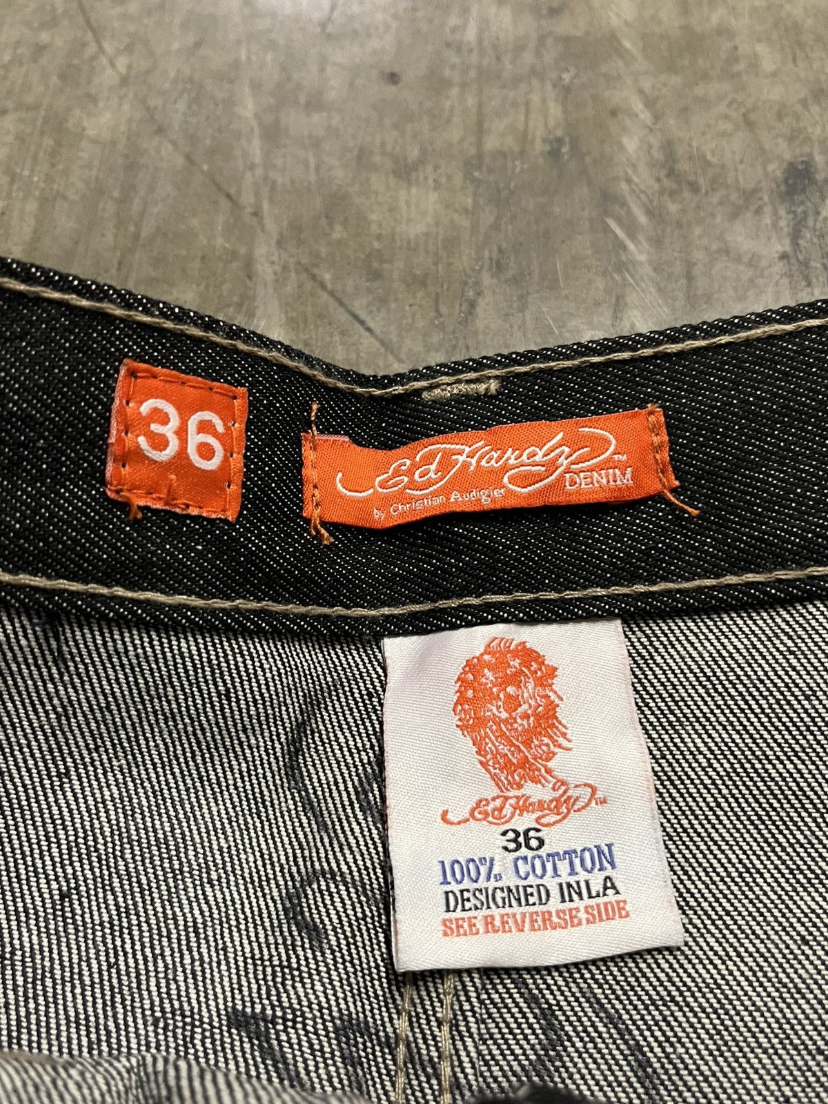 Ed Hardy × Vintage Ed hardy y2k baggy fit embroidered jorts skull rare skater Size US 36 / EU 52 - 12 Thumbnail