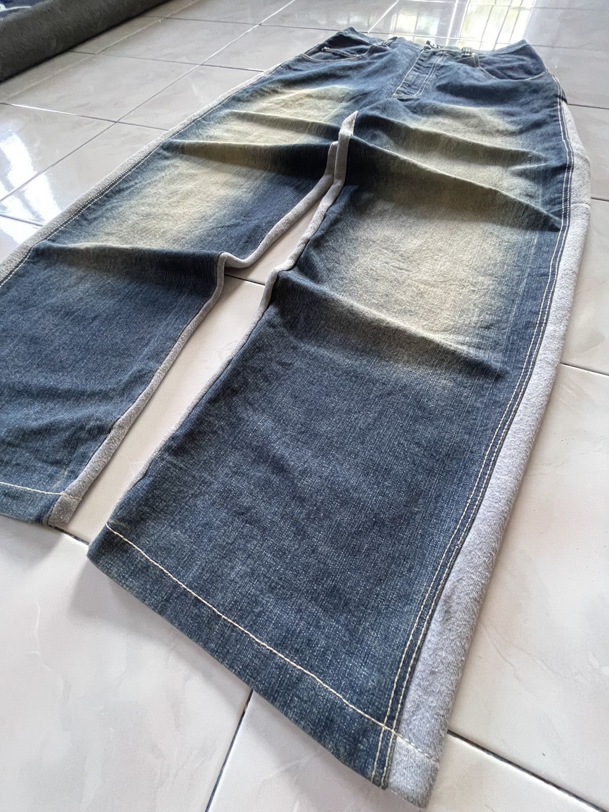 GB × Japanese Brand × Marithe + Francois Girbaud GB Baggy Hybrid Denim Sweat Muddy Wash Jeans Size US 34 / EU 50 - 12 Thumbnail