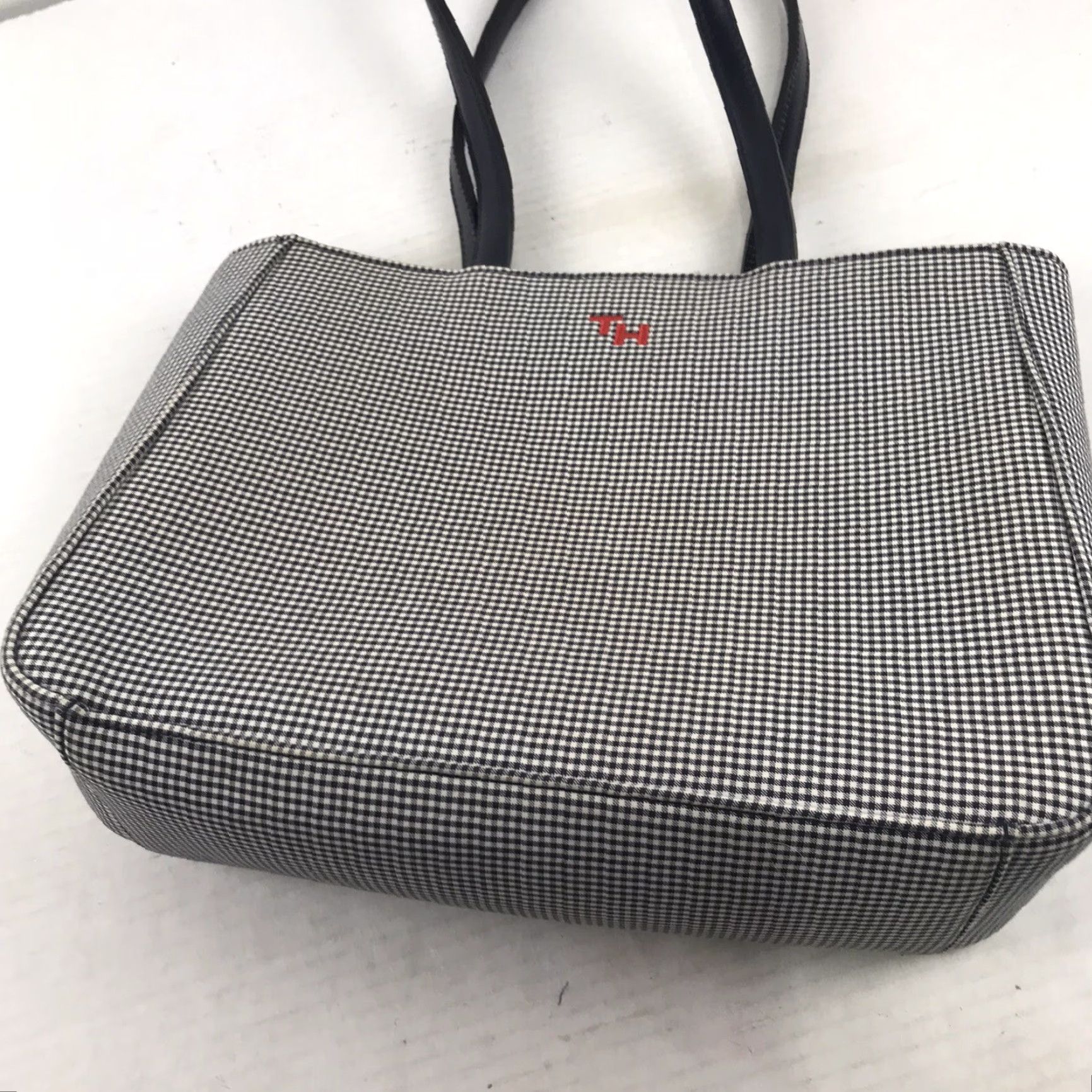 Tommy Hilfiger Tommy Hilfiger Tote Bag Women Medium Blue/White Checkered Cotton Designer Casual Travel Size ONE SIZE - 3 Thumbnail