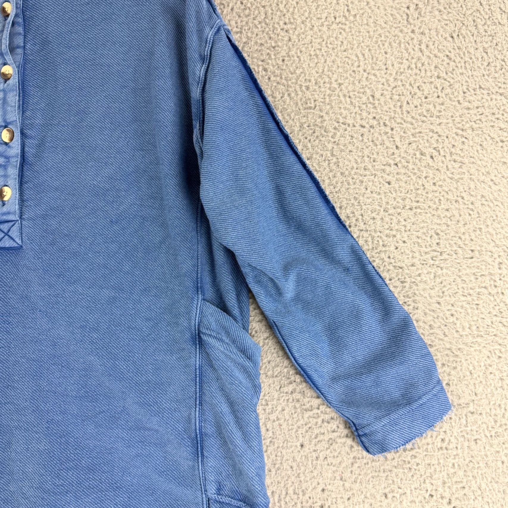 Free People Free People Polo Shirt Tunic Womens Small Blue Oversized Pockets Knit Cotton Willow Polo Tunic Shirt Size S / US 4 / IT 40 - 3 Thumbnail