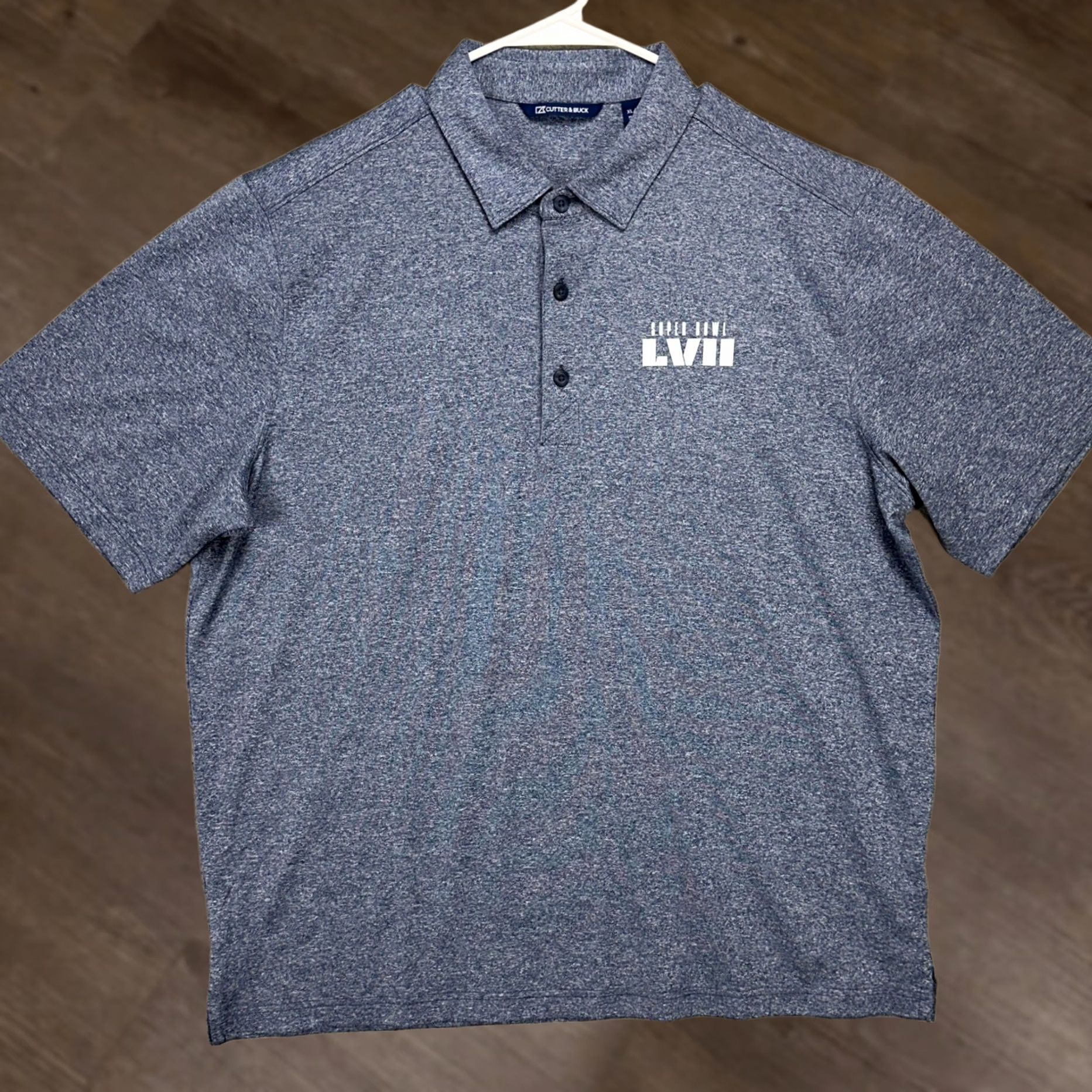 Cutter & Buck Cutter Buck Polo Shirt Super Bowl LV II Mens XL Heather Blue Rugby Stretch Size US XL / EU 56 / 4 - 1 Thumbnail