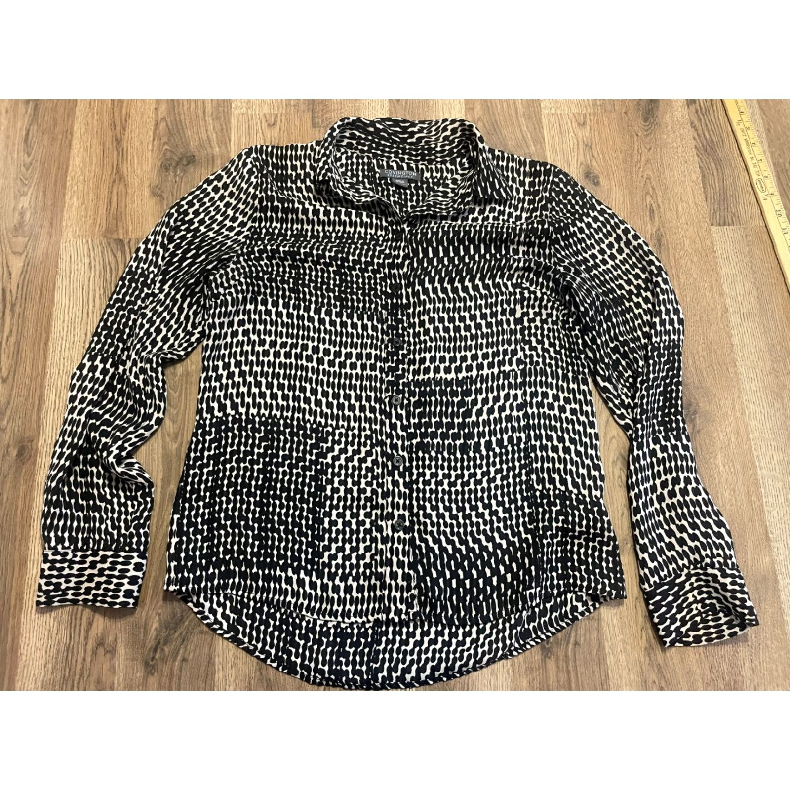 Gloverall Covington Blouse Women's Size Small Button-Up Black White Allover Print Shirt Size S / US 4 / IT 40 - 2 Thumbnail