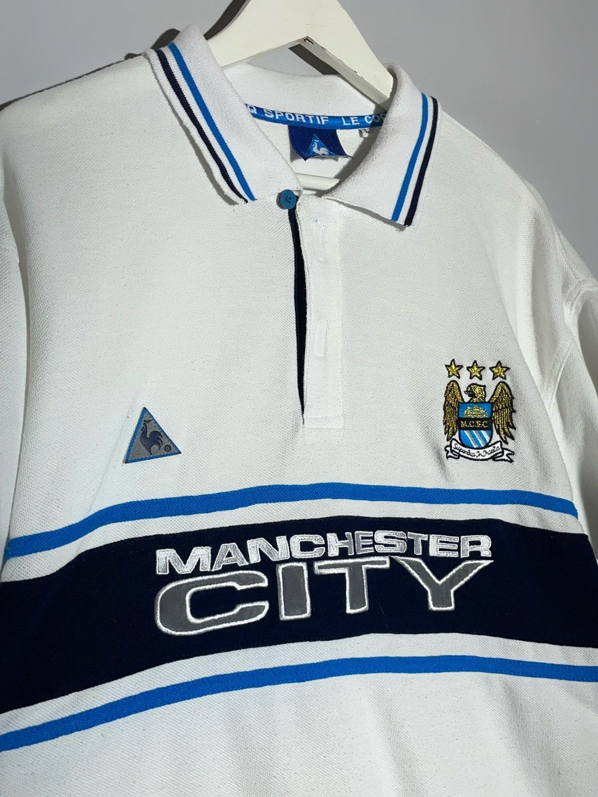 Le Coq Sportif × Vintage Manchester City Le Coq Sportif 2002/03 Vintage Polo T-Shirt Size US L / EU 52-54 / 3 - 3 Thumbnail