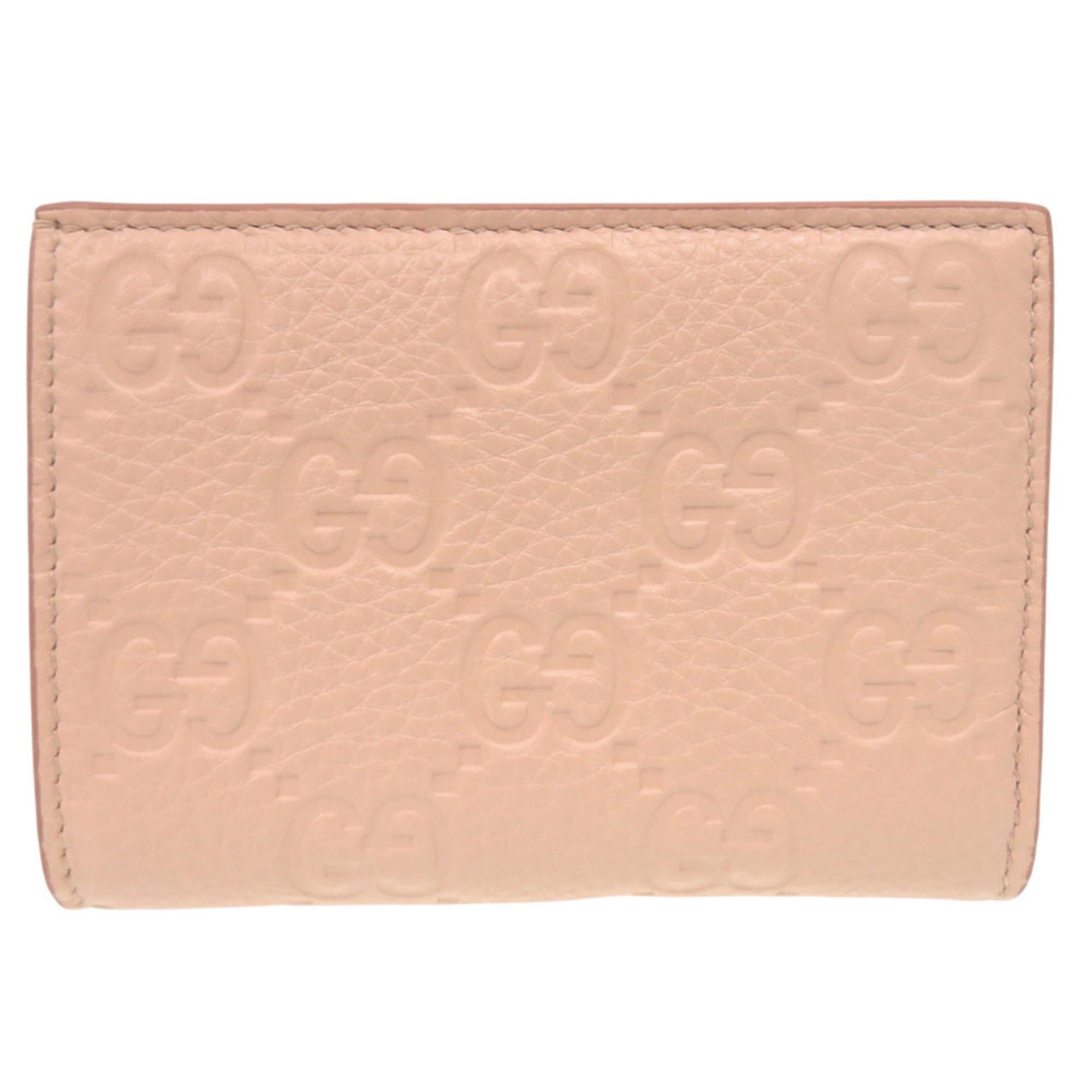 Gucci Like new Gucci GG Emblem Medium Wallet 815874 Grained Leather Taupe Beige Bifold 1047 Size ONE SIZE - 1 Thumbnail