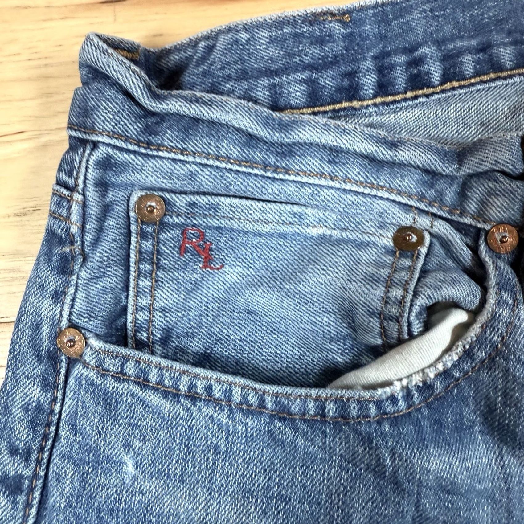 Polo Ralph Lauren VINTAGE Polo Ralph Lauren Jeans Men 35x33 Denim Light Blue Straight Classic Beige 35 Mens Classic Straight Jeans Size US S / EU 44-46 / 1 - 5 Thumbnail