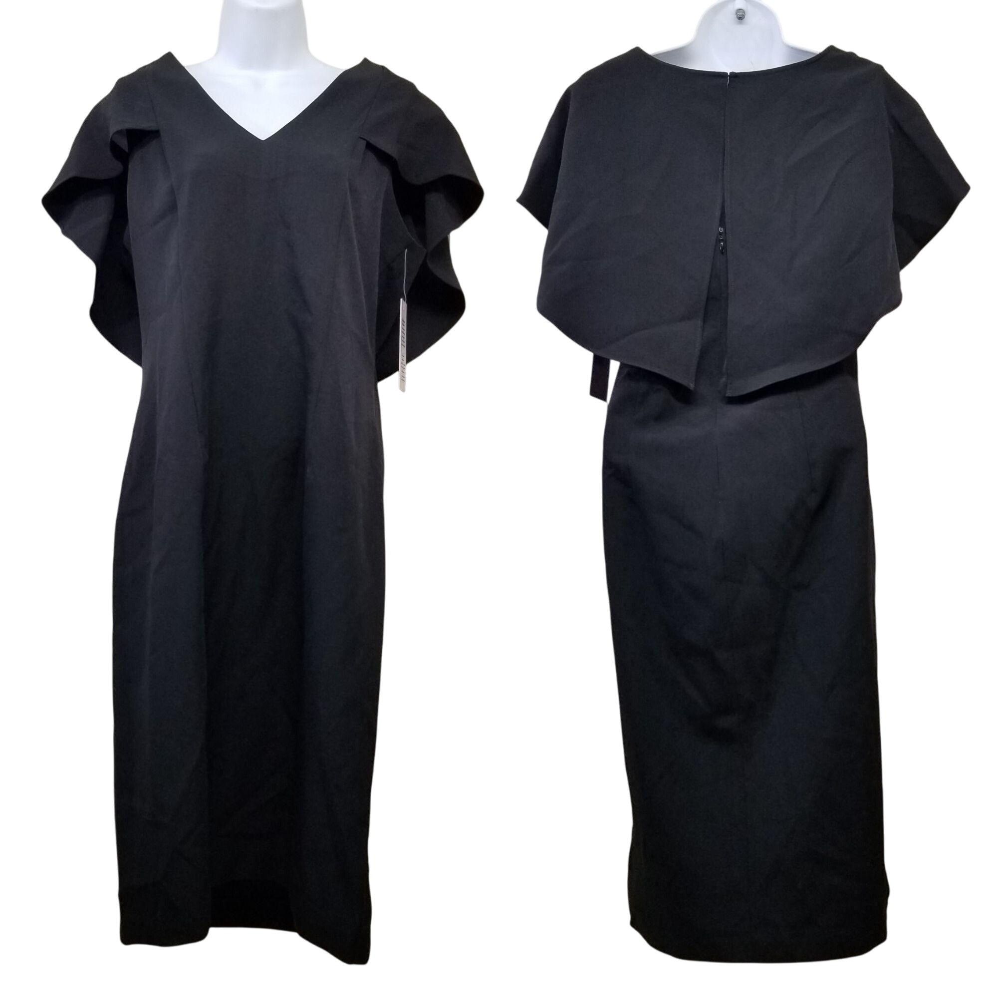 Nanette Lepore Nanette Lepore 8 Black Cape Dress Overlay V Neck Formal Part Size M / US 6-8 / IT 42-44 - 2 Thumbnail