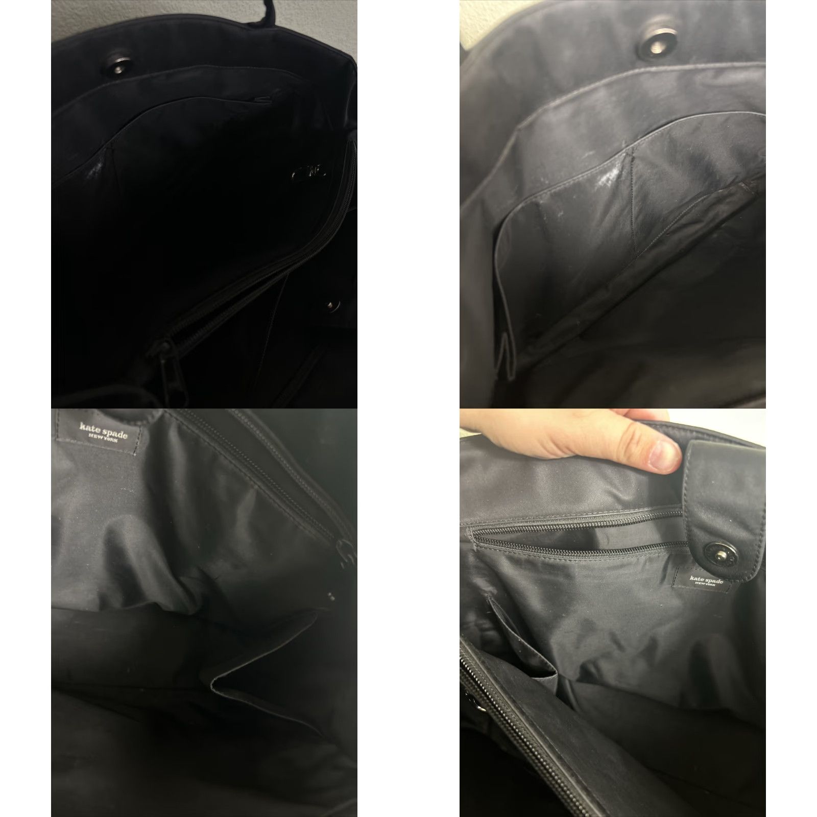 VINTAGE Kate Spade Black Tote Bag Double Handles Polyester 15x10.5x5.5 Womens Tote Bag