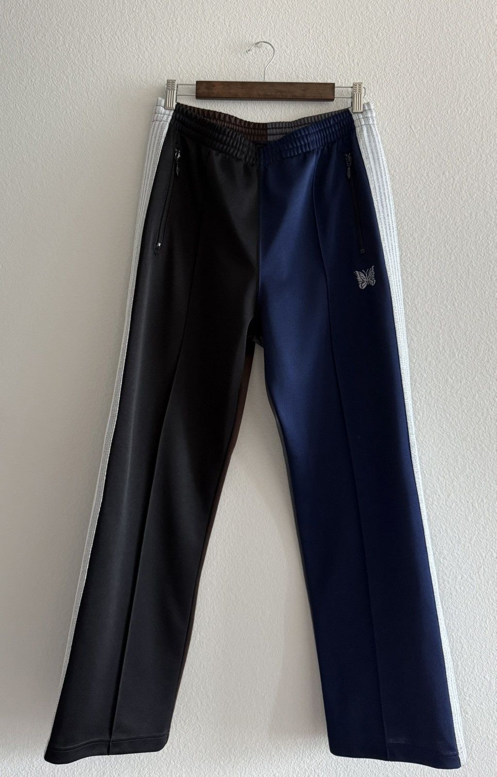 NEEDLES Track Pants Straight Gray x Blue lines LQ400 Size-XS