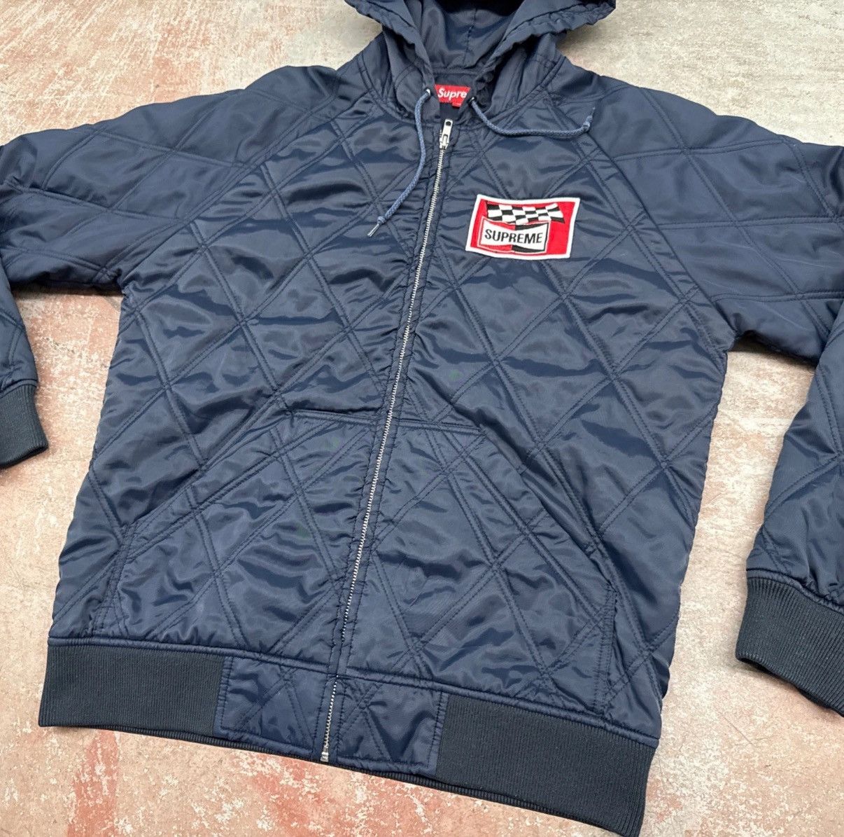Supreme Supreme Quilted Hooded Jacket Blue M SS13 Checkered Flag OG Size US M / EU 48-50 / 2 - 3 Thumbnail