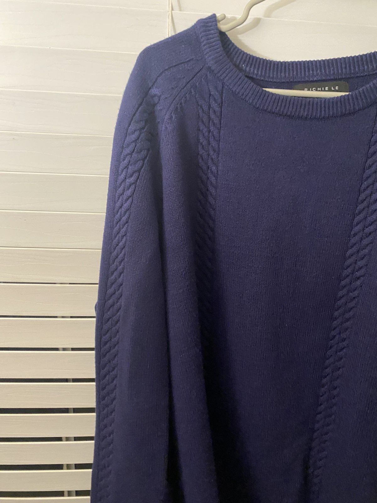 Richie Le Collection Richie Le Cable Knit Sweater Navy Size US XL / EU 56 / 4 - 4 Thumbnail