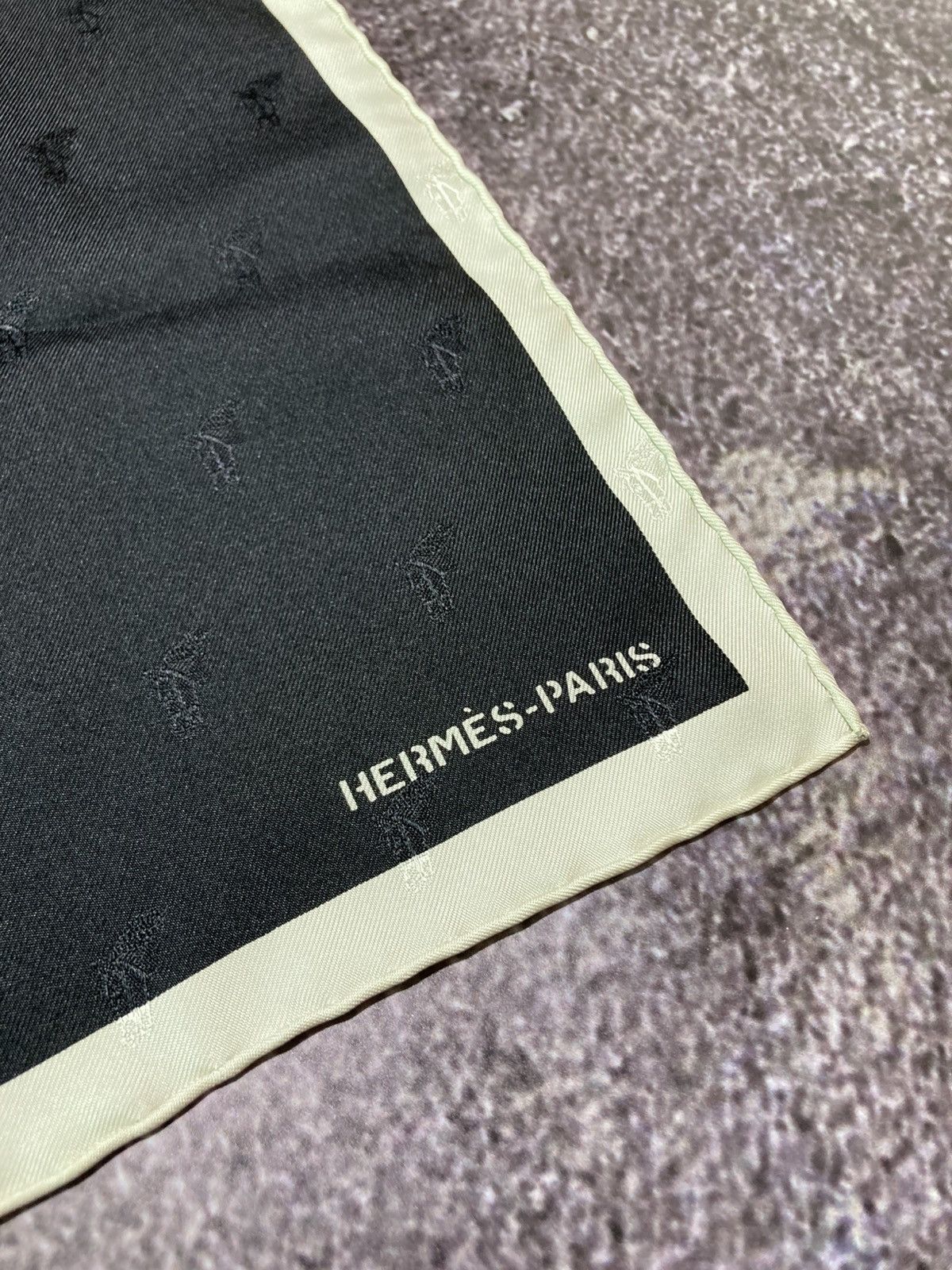 Hermes Hermes Paris Scarf 100% Silk Jacquard Logo Black France Size ONE SIZE - 6 Thumbnail