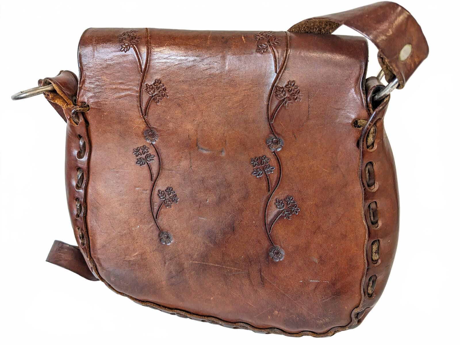 Vintage Vintage Handmade Handbag Women Canada Boho '70s Aged Leather Size ONE SIZE - 3 Thumbnail