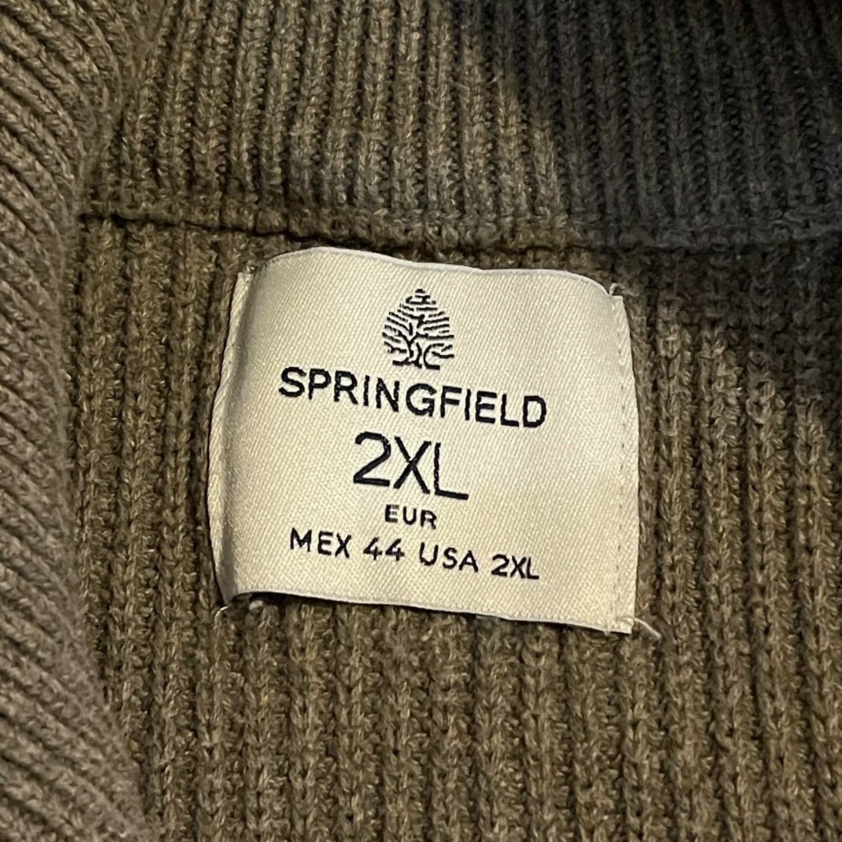 Springfield Springfield Men 2XL Brown Cotton 1/4 Zip Ribbed Knit Sweater Size US XXL / EU 58 / 5 - 3 Thumbnail